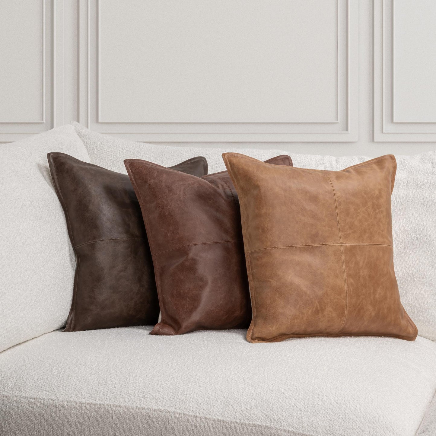 SLD Leather Kona Brown Multiple Sizes Throw Pillow (Set of 2) - Ornate Home