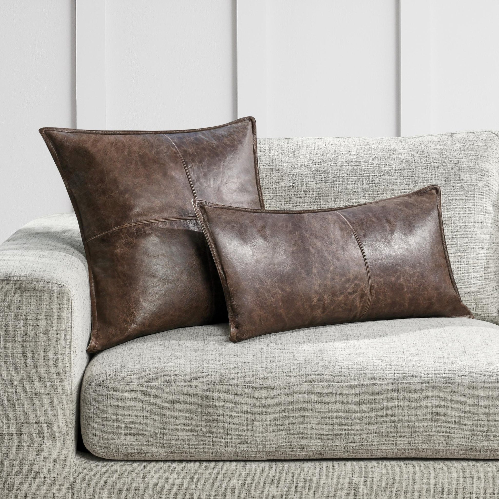 SLD Leather Parsons Cocoa Multiple Sizes Throw Pillow (Set of 2) - Ornate Home