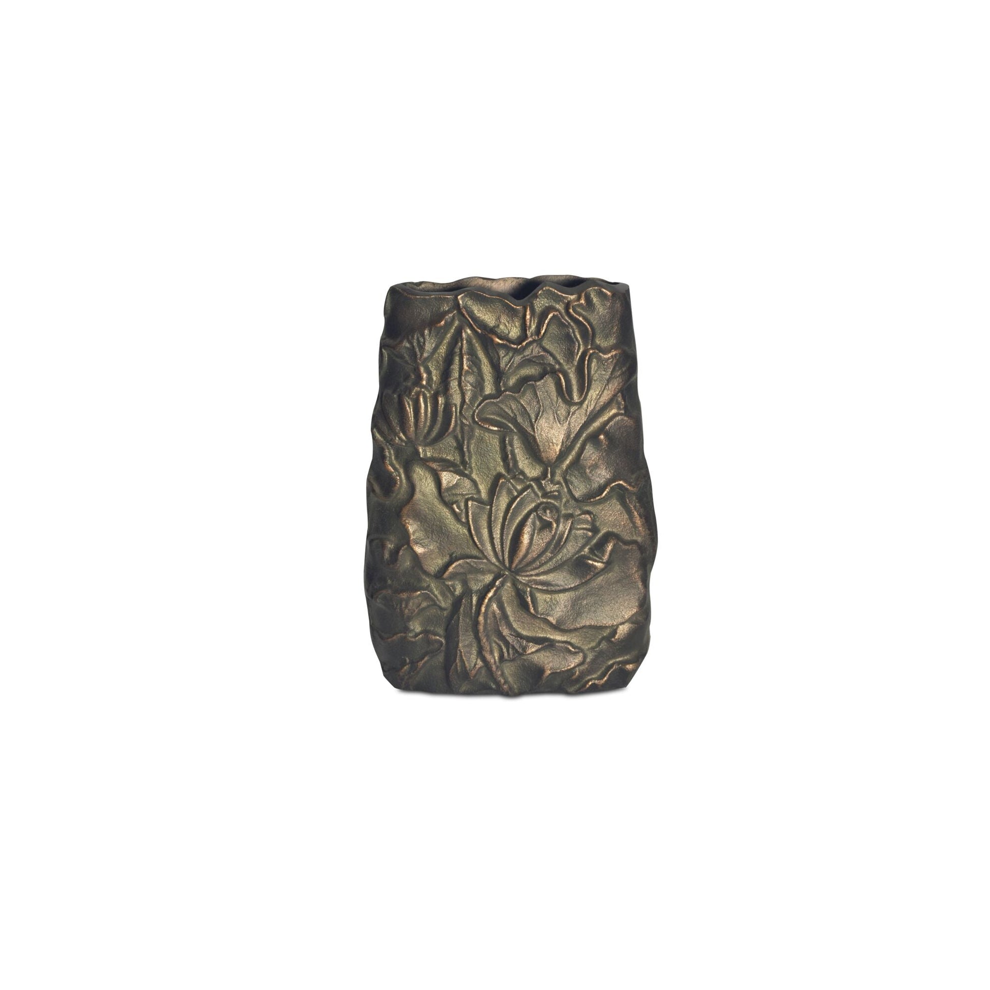 Sabine Antique Brass Cast Aluminum Vase - Ornate Home