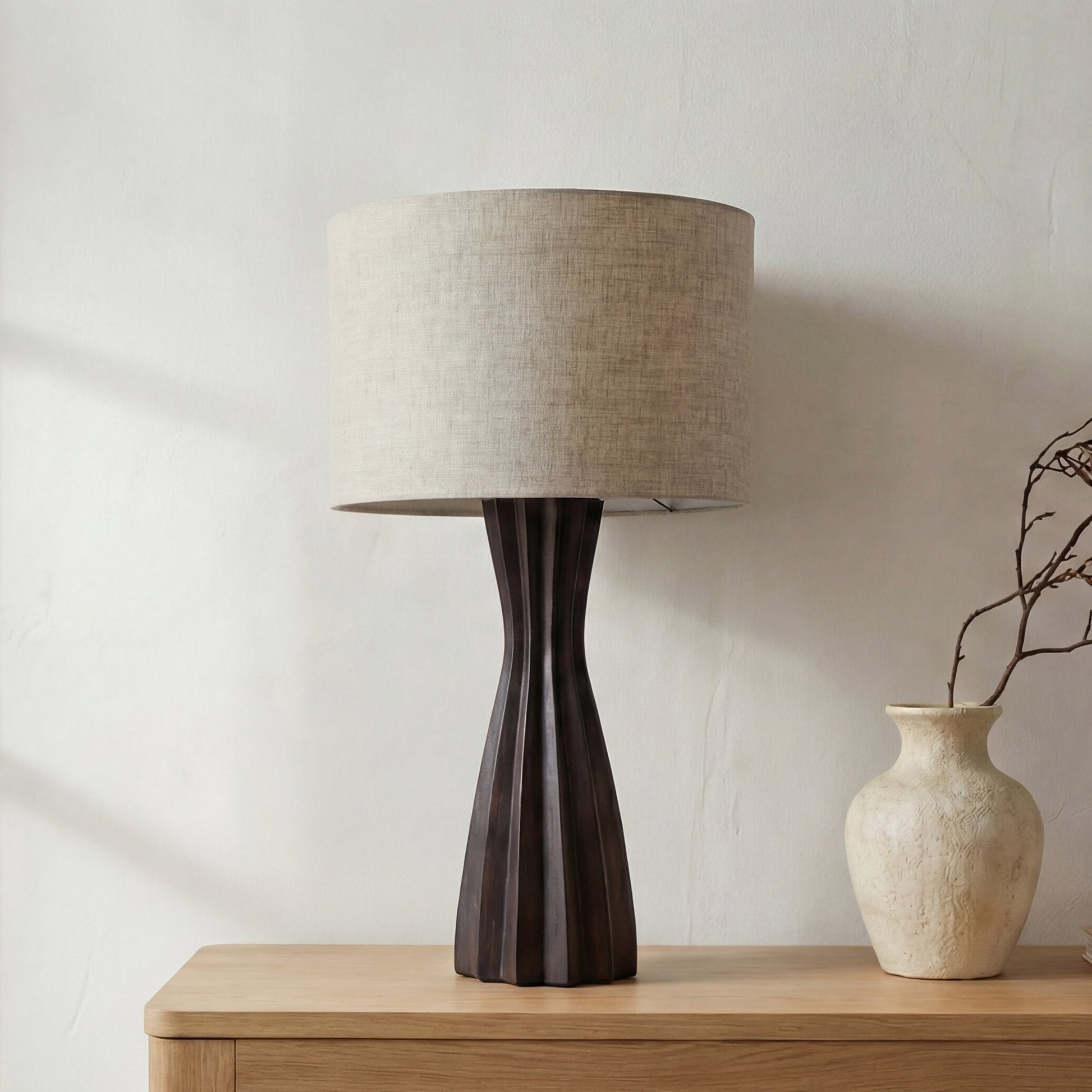 Sabrina Dark Brown/Natural Table Lamp - Ornate Home