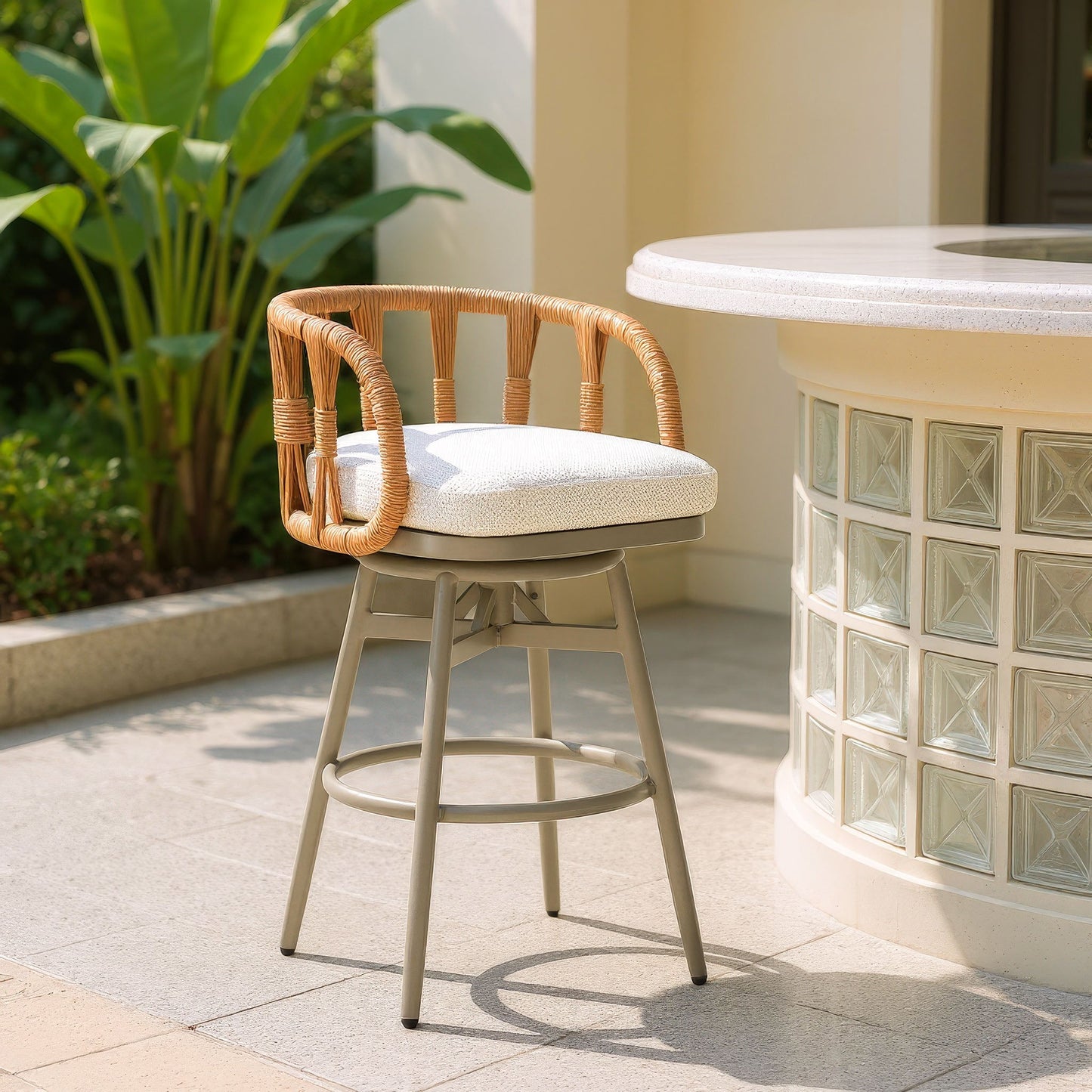 Safal Multicolor Outdoor Swivel Barstool - Ornate Home