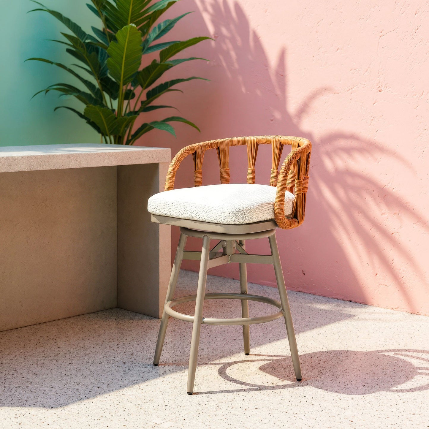 Safal Multicolor Outdoor Swivel Barstool - Ornate Home