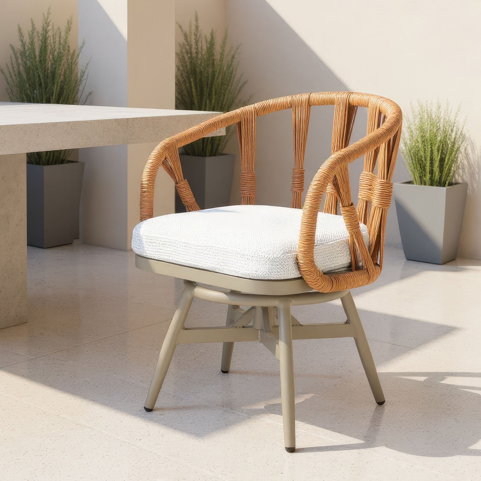 Safal Multicolor Outdoor Swivel Dining Chair - Ornate Home