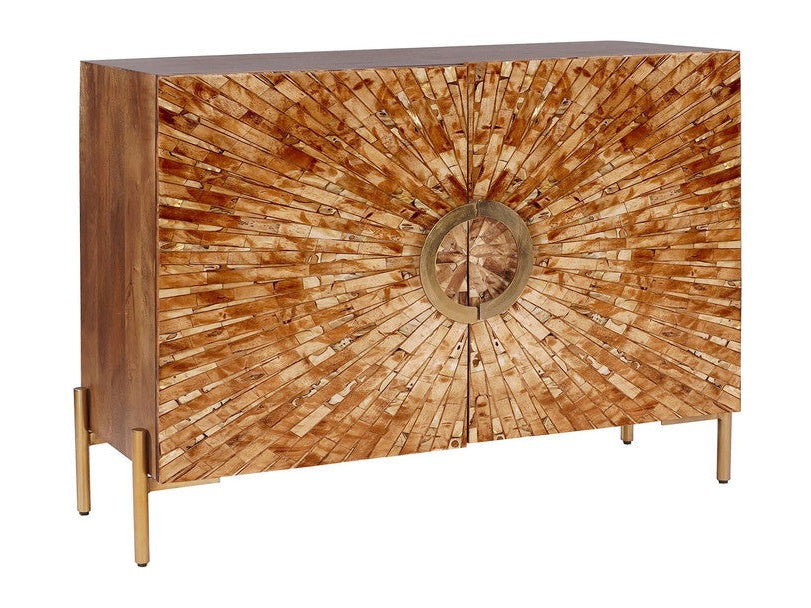 Safari Brown/Gold Bone Žønlay Two-Door Cabinet - Ornate Home