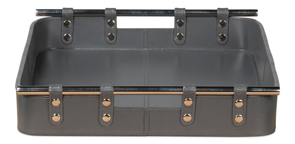 Safari Grey Leather Tray - Ornate Home