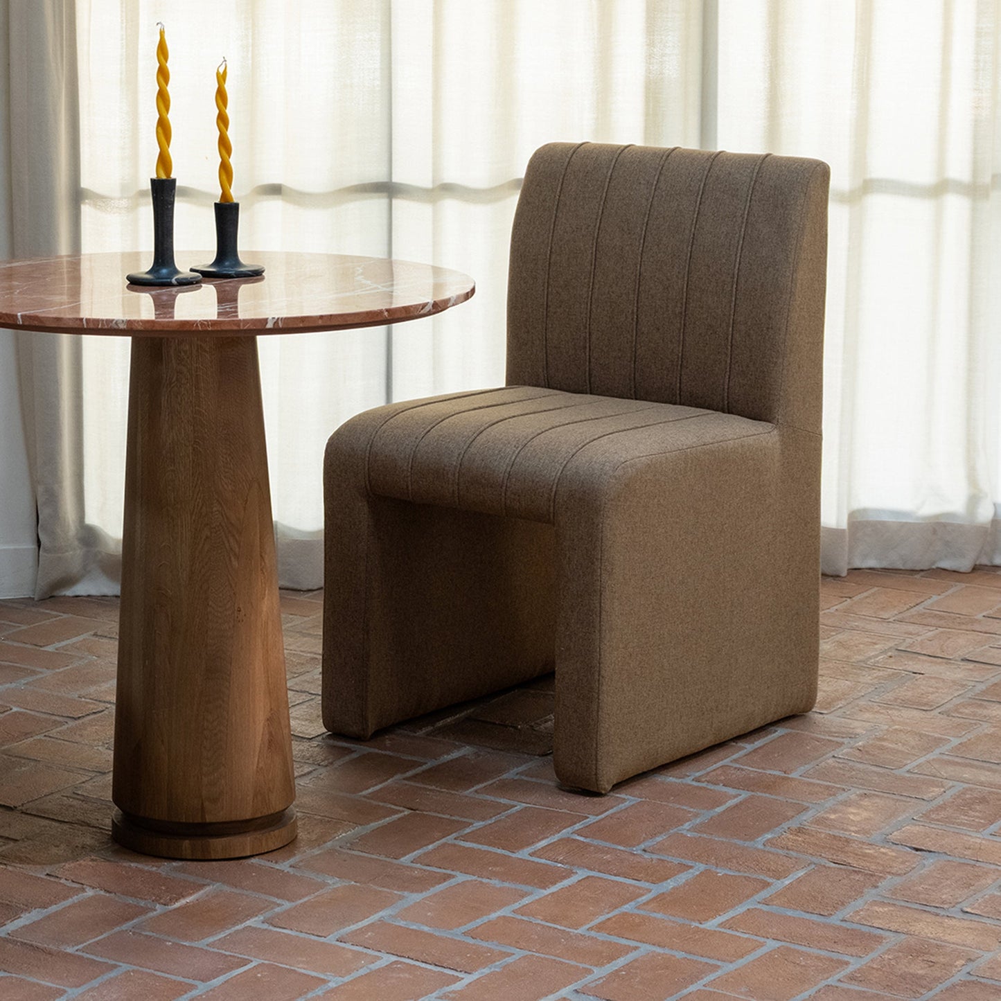 Sage Alicante Red Marble/Dark Brown Cafe Table - Ornate Home