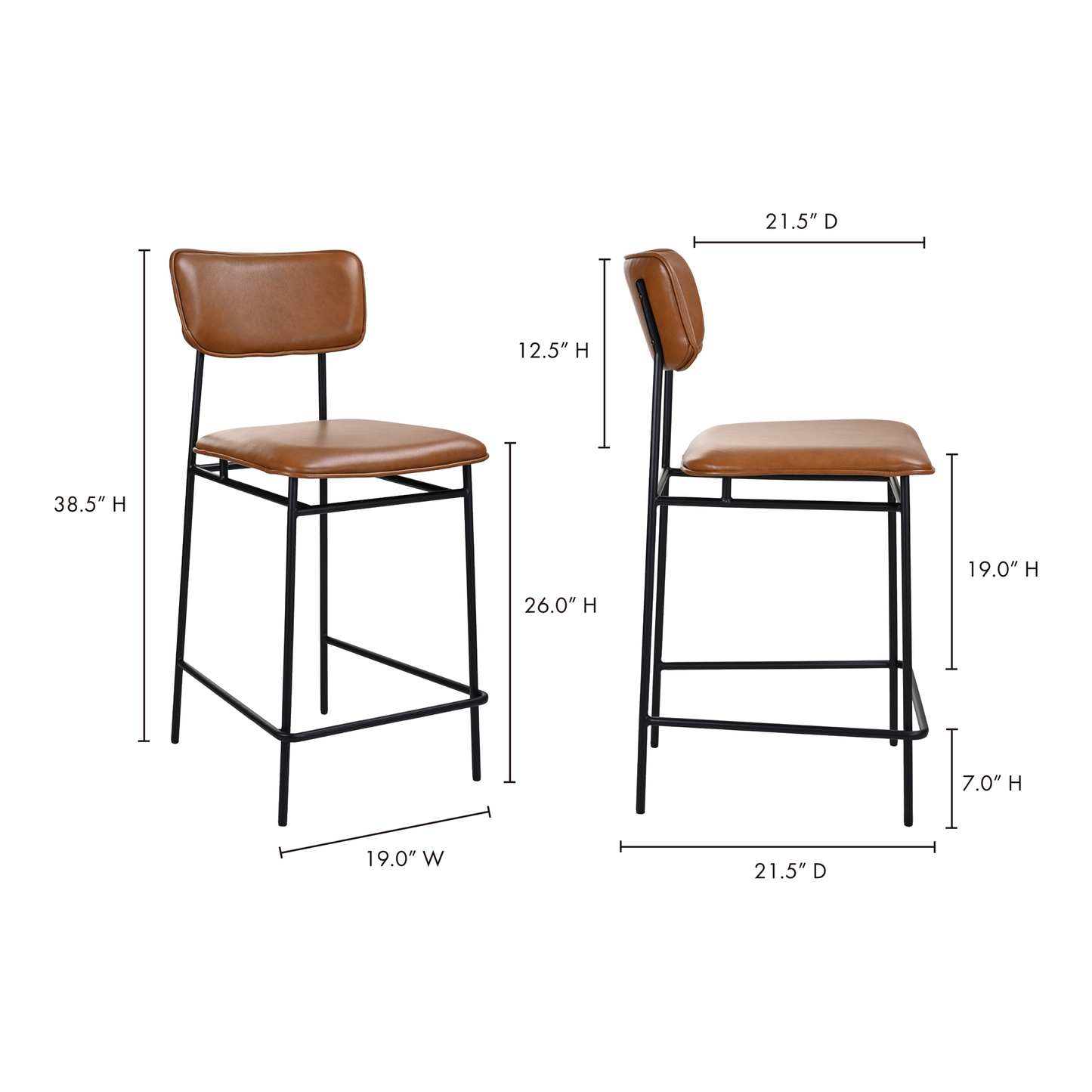 Sailor Brown Counter Stool - Ornate Home