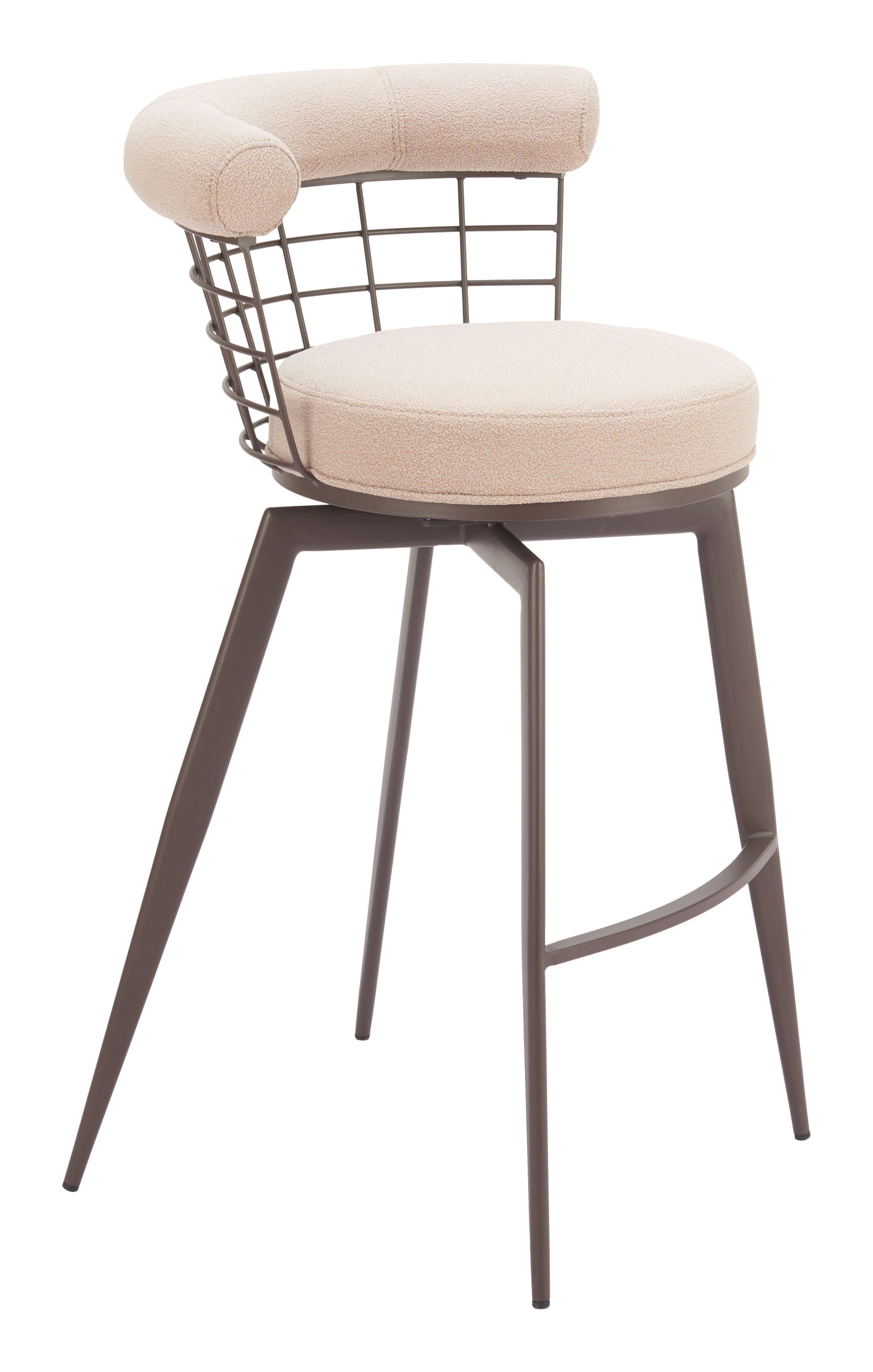 Saku Beige & Brown Swivel Barstool - Ornate Home
