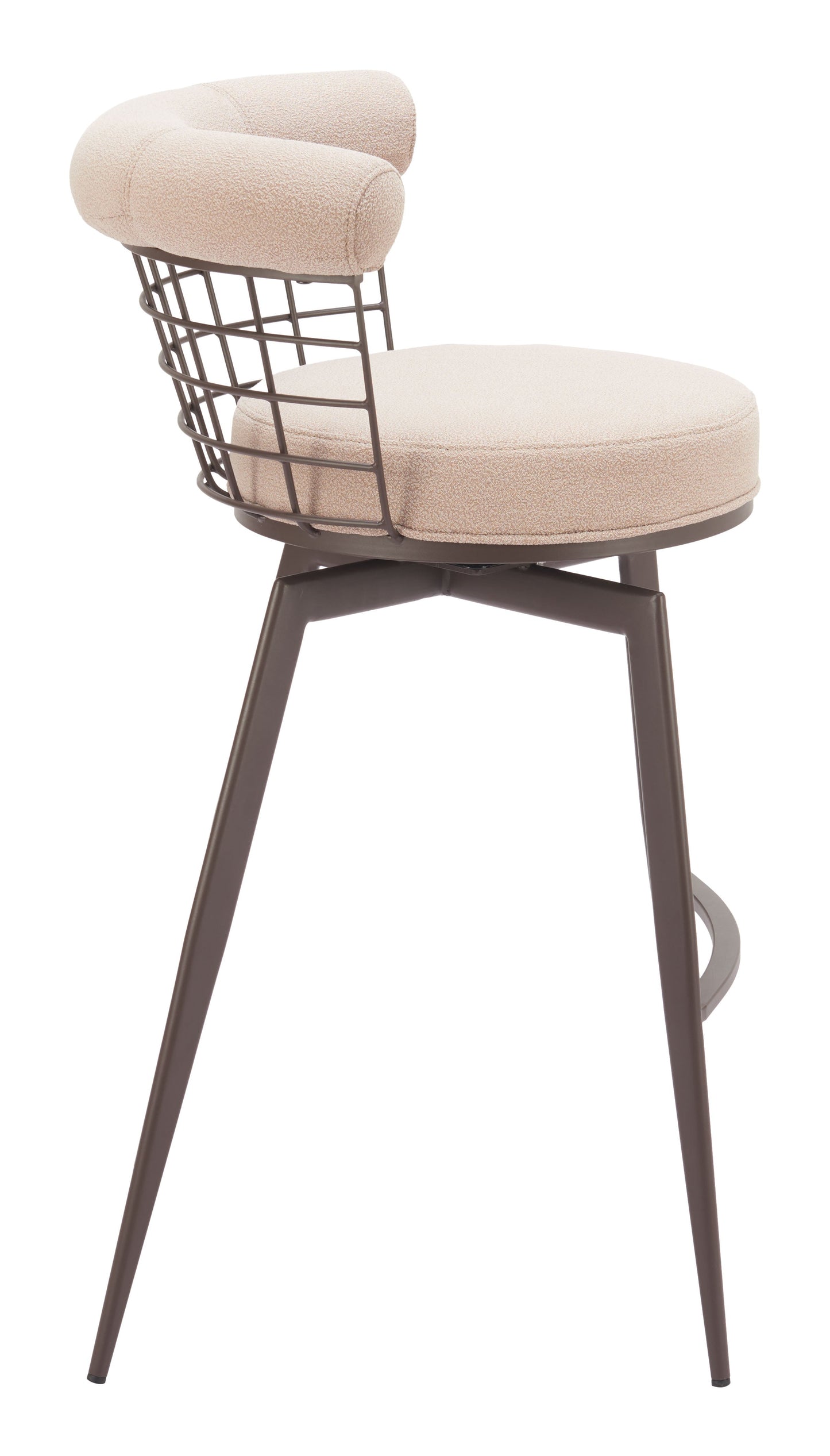Saku Beige & Brown Swivel Barstool - Ornate Home