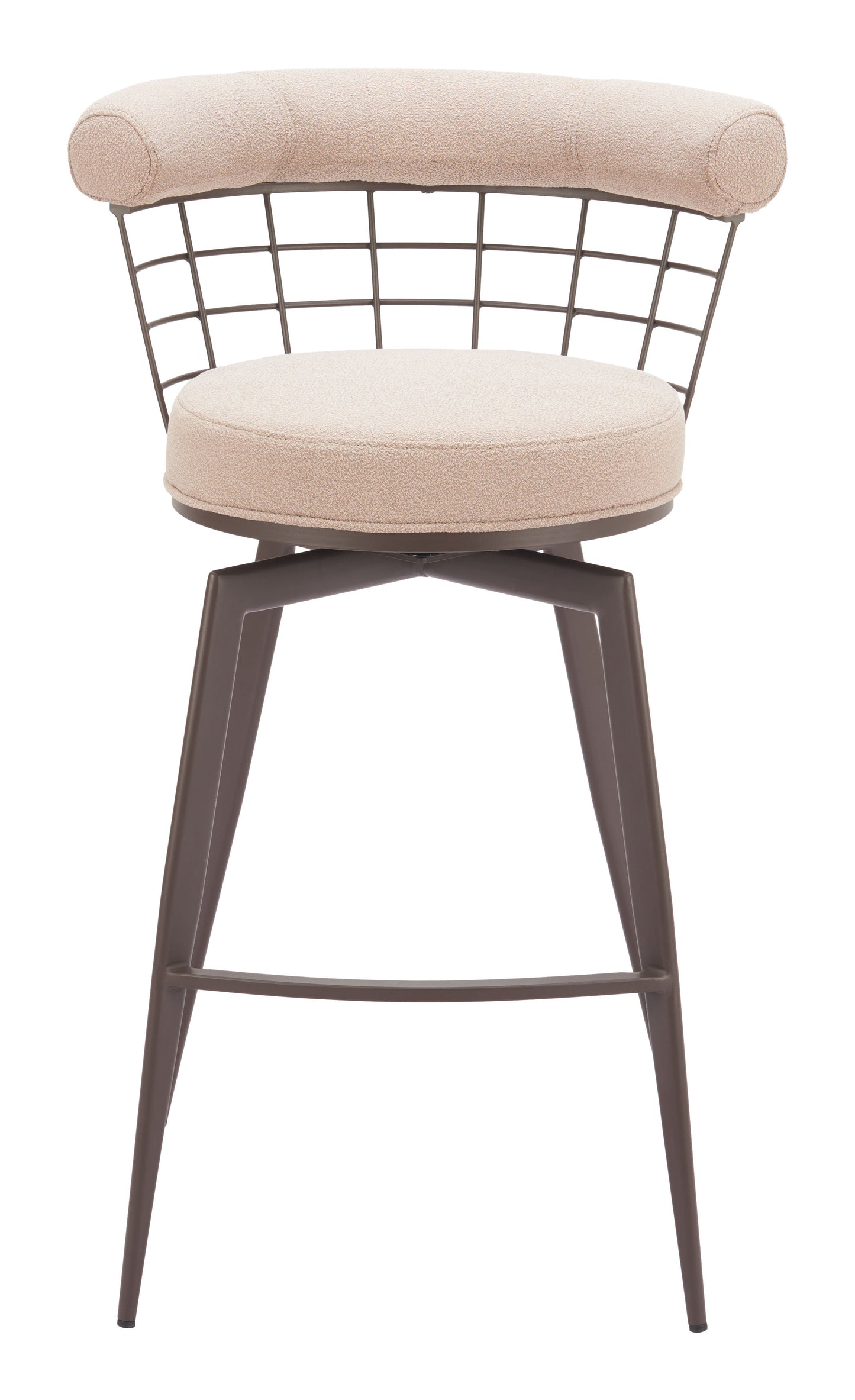 Saku Beige & Brown Swivel Barstool - Ornate Home