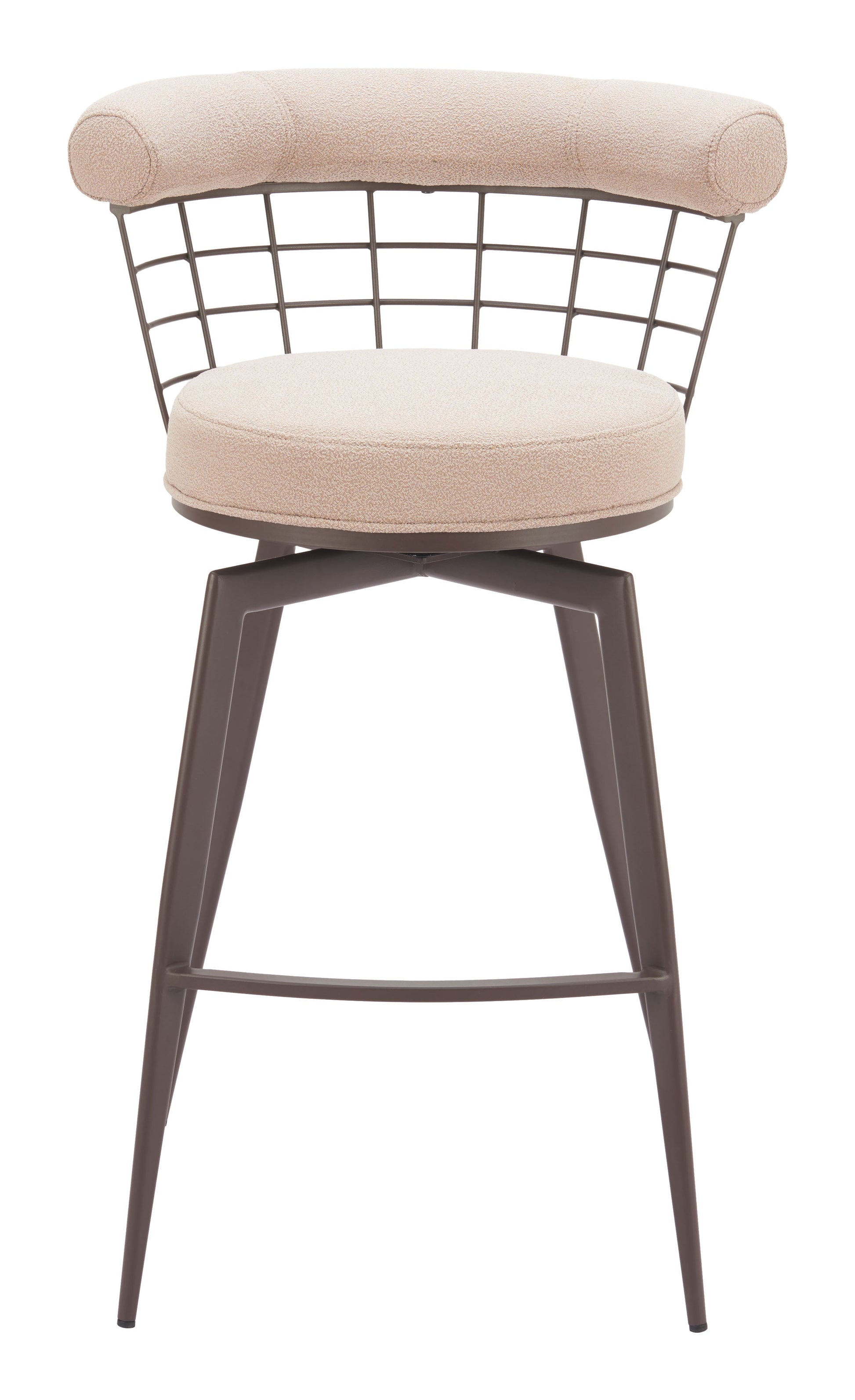 Saku Beige & Brown Swivel Barstool - Ornate Home