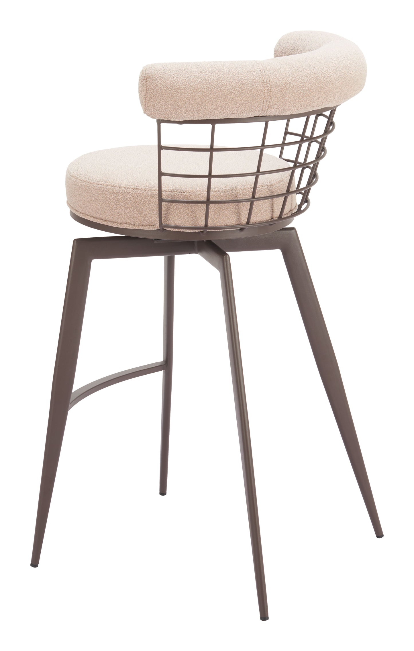 Saku Beige & Brown Swivel Barstool - Ornate Home
