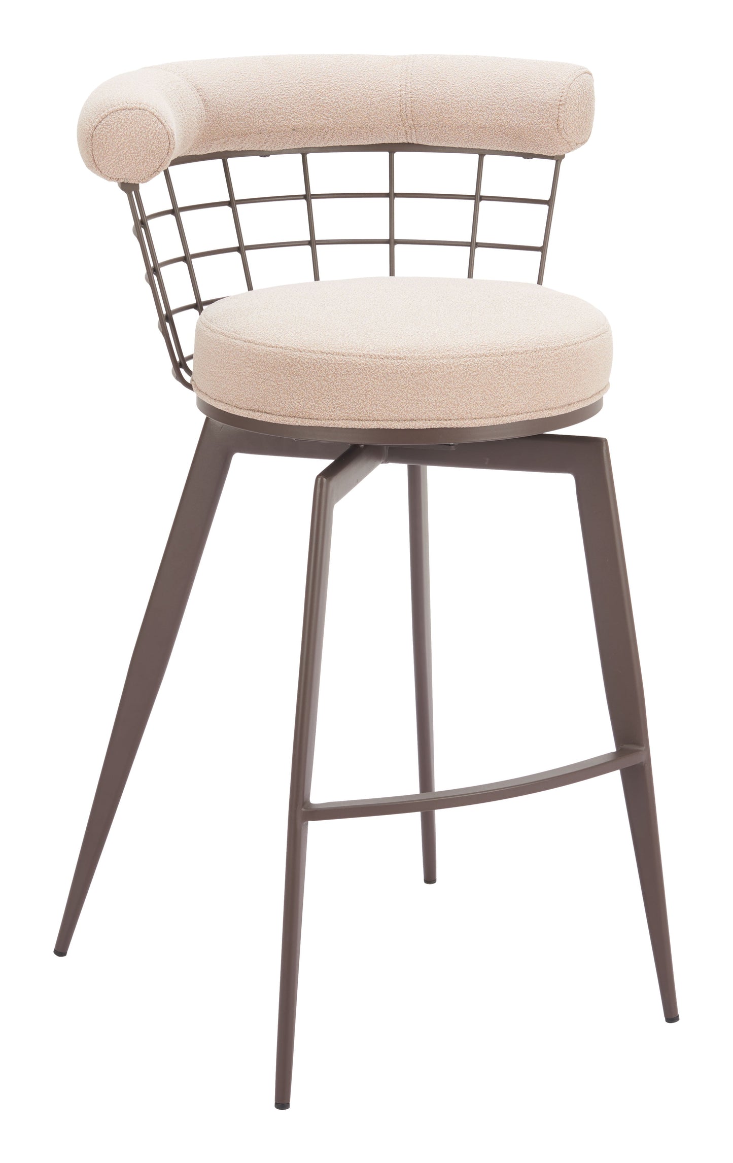 Saku Beige & Brown Swivel Barstool - Ornate Home