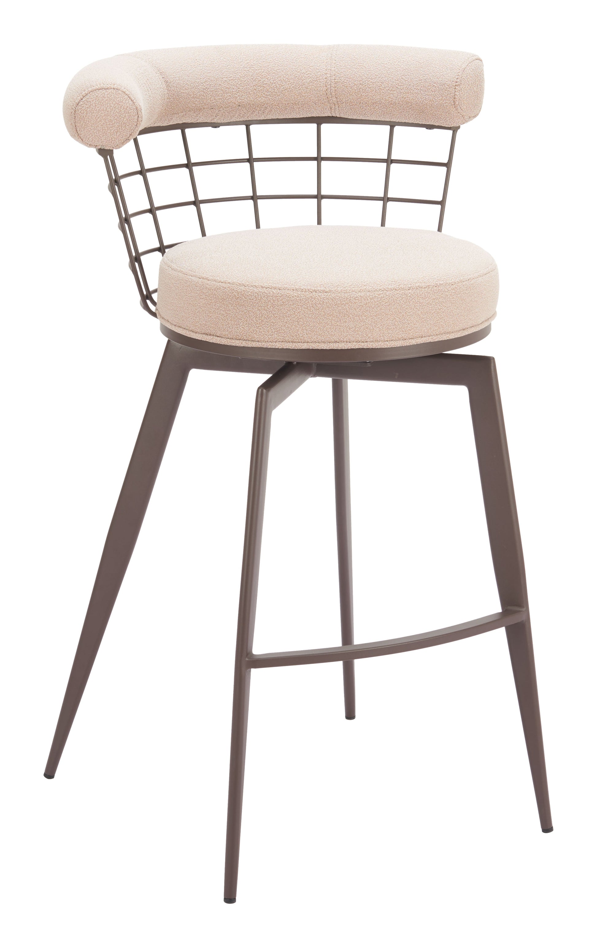 Saku Beige & Brown Swivel Barstool - Ornate Home