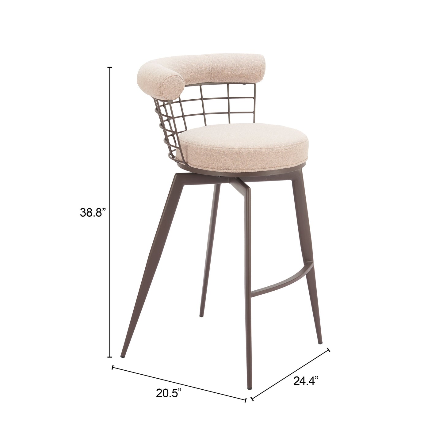 Saku Beige & Brown Swivel Barstool - Ornate Home