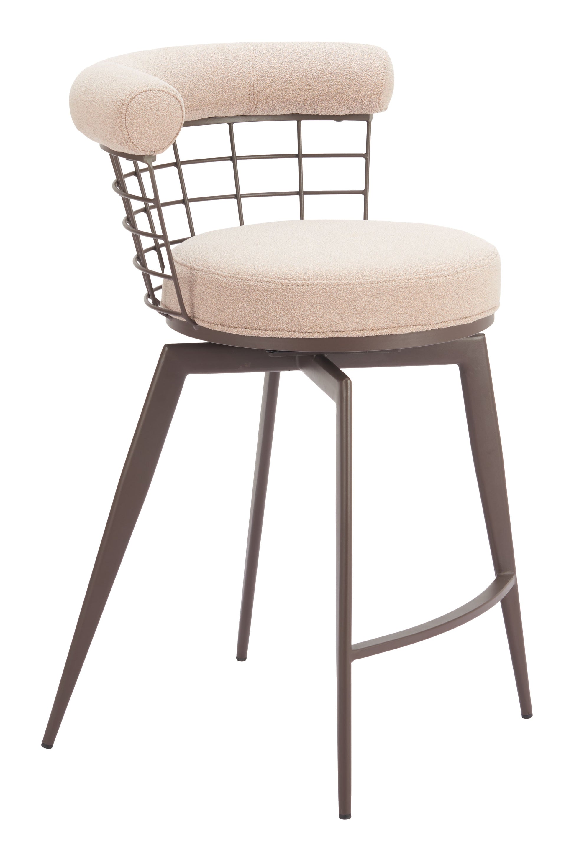 Saku Beige & Brown Swivel Counter Stool - Ornate Home