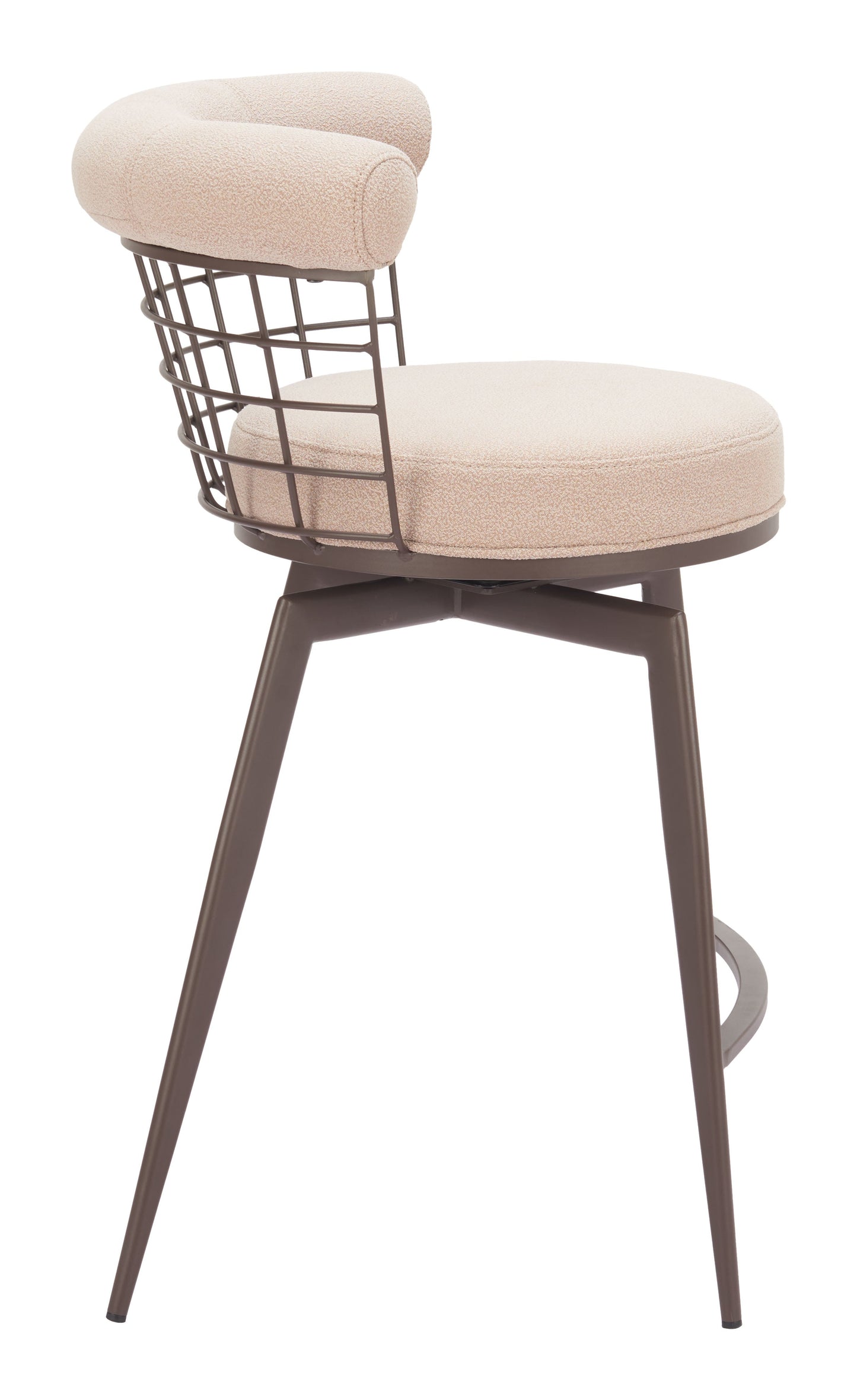 Saku Beige & Brown Swivel Counter Stool - Ornate Home