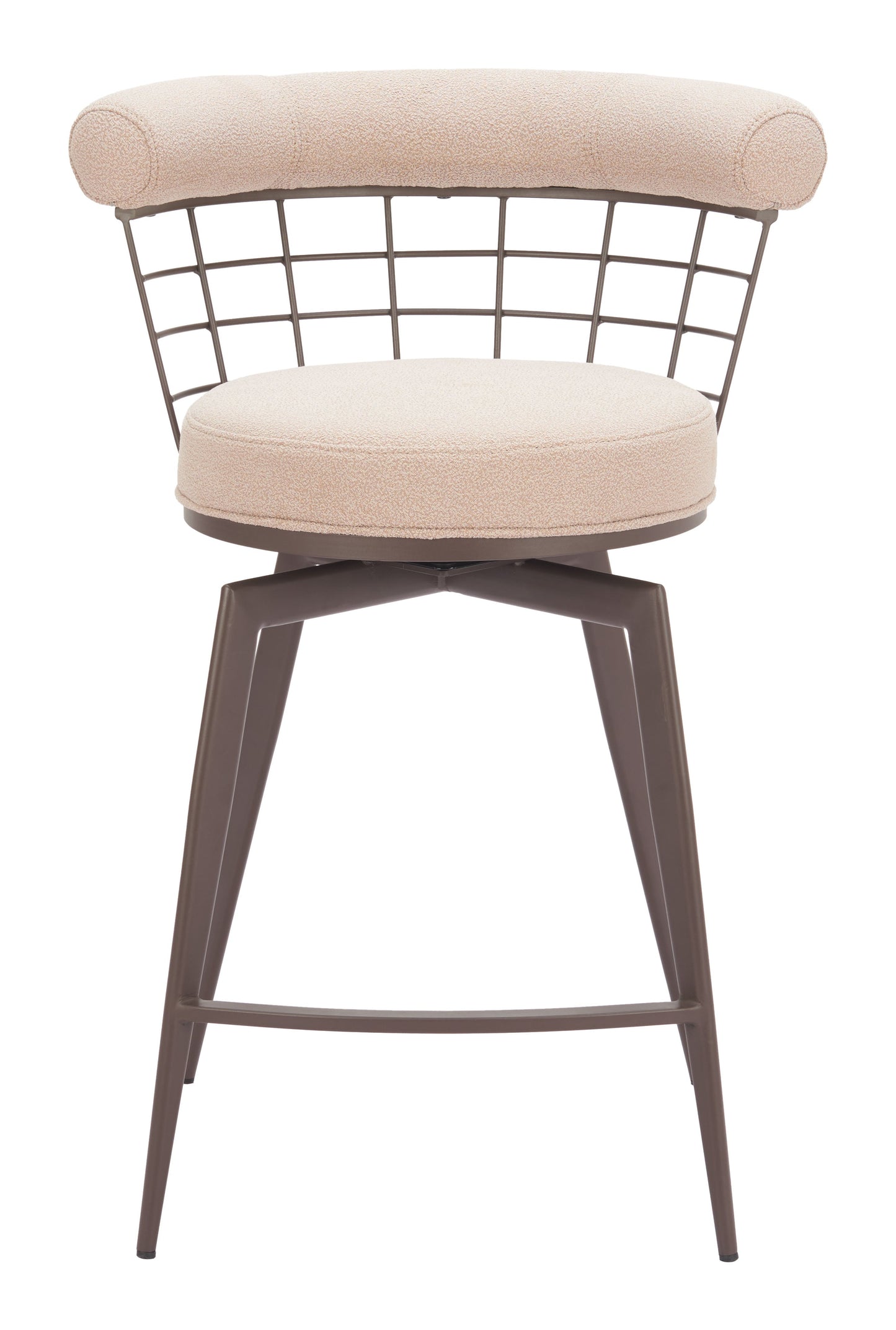 Saku Beige & Brown Swivel Counter Stool - Ornate Home