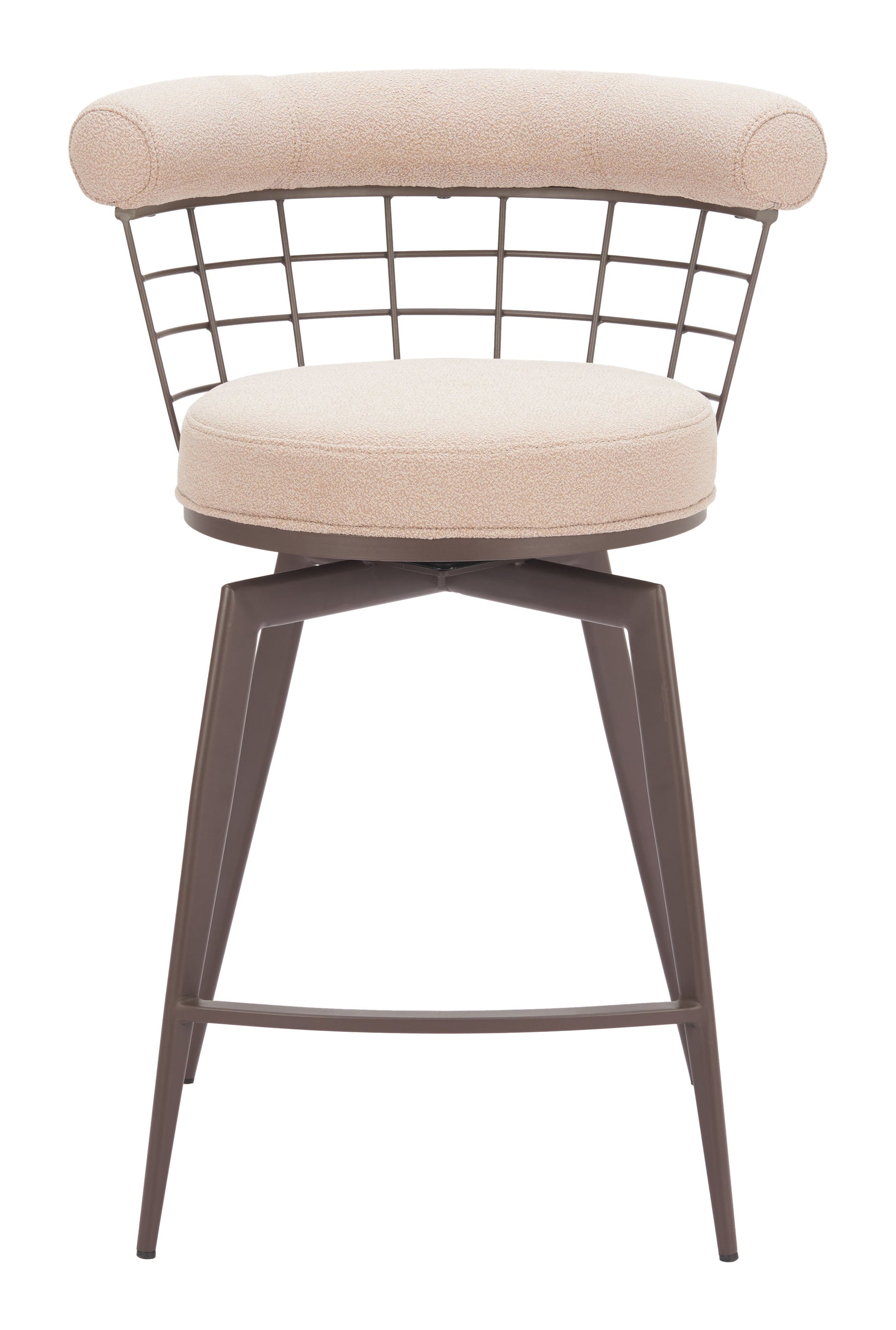 Saku Beige & Brown Swivel Counter Stool - Ornate Home