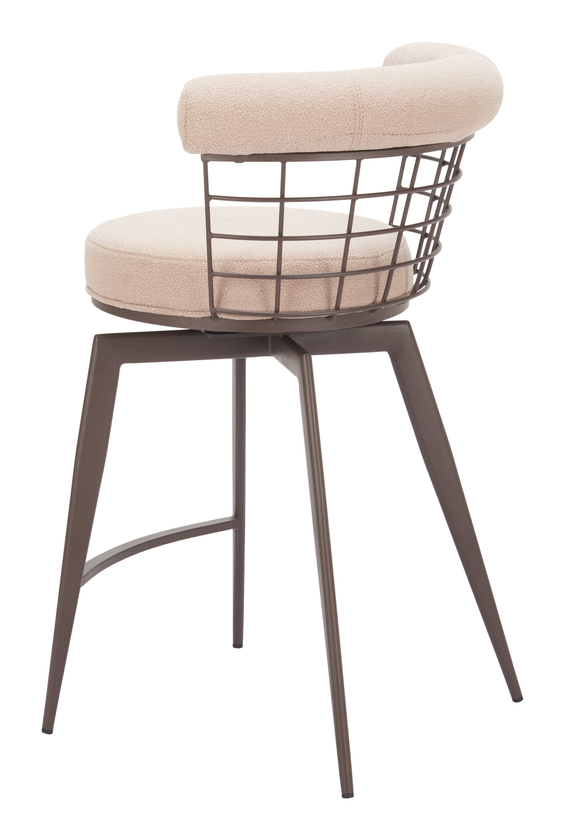 Saku Beige & Brown Swivel Counter Stool - Ornate Home