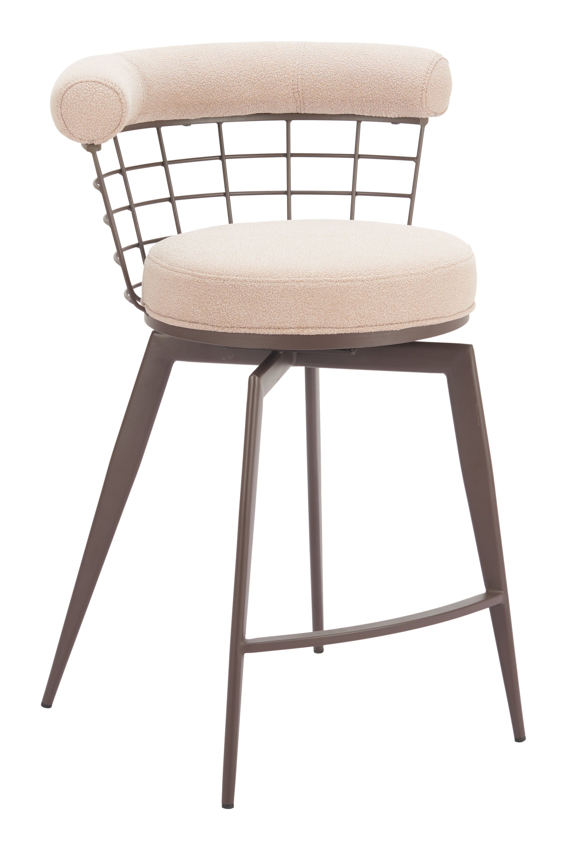 Saku Beige & Brown Swivel Counter Stool - Ornate Home
