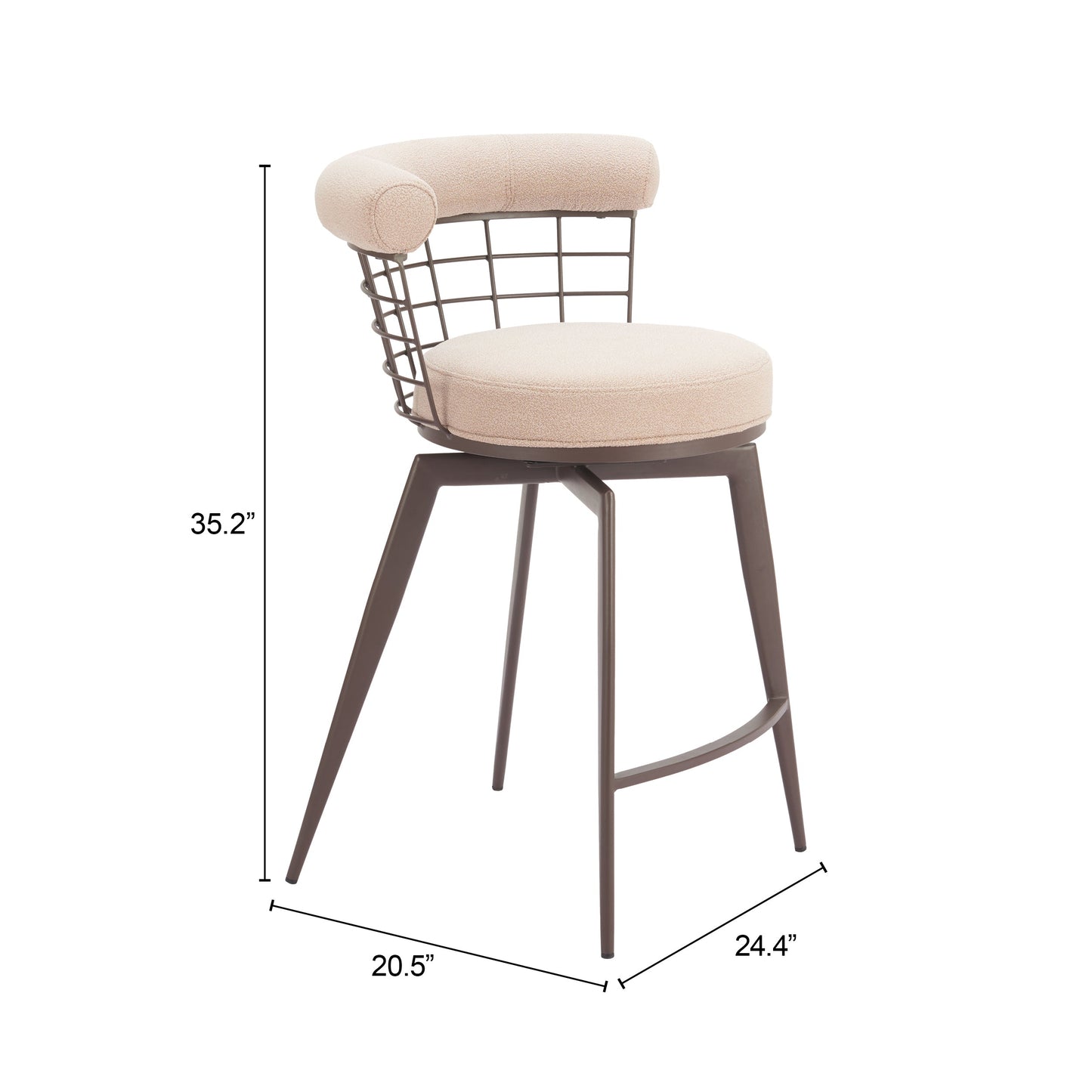 Saku Beige & Brown Swivel Counter Stool - Ornate Home