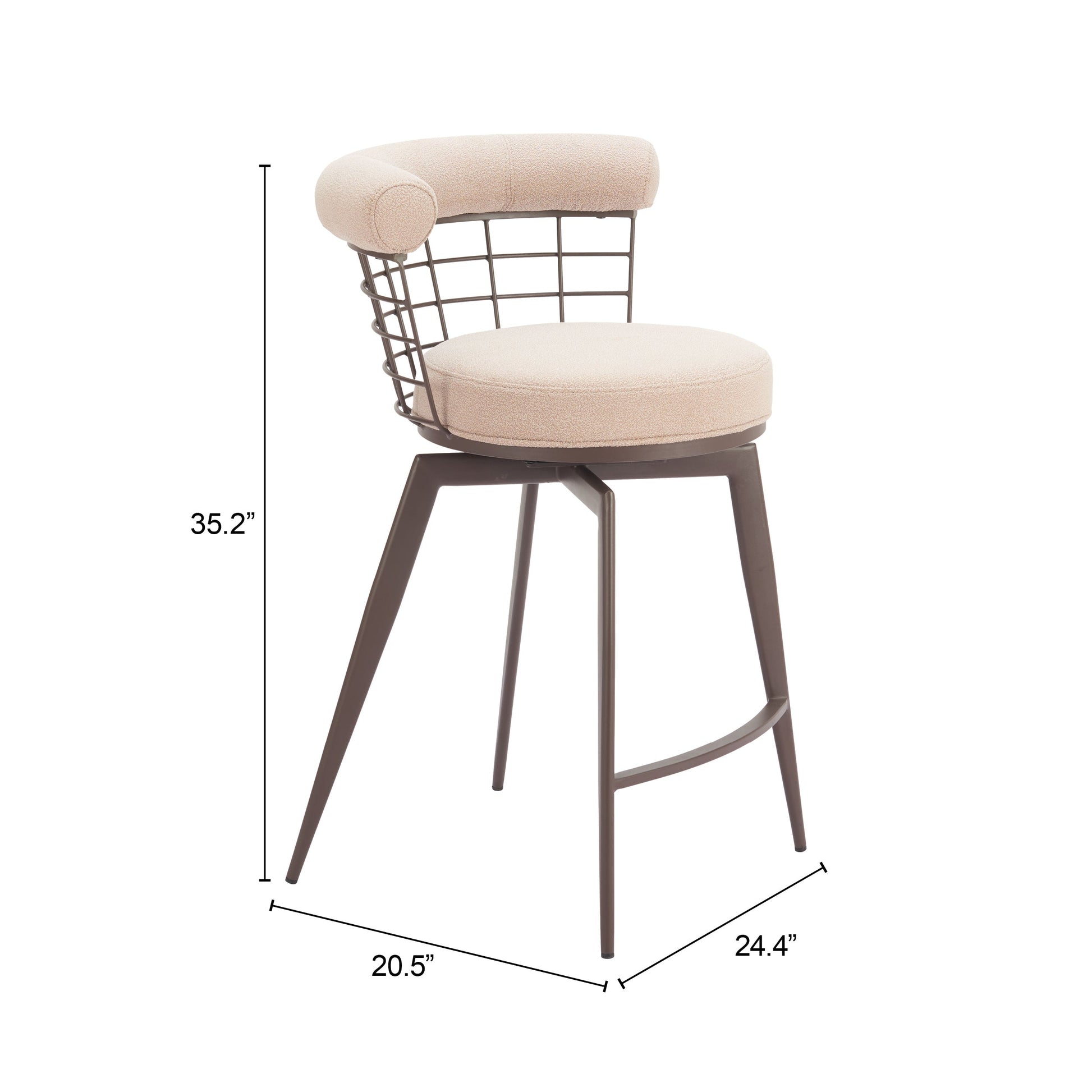 Saku Beige & Brown Swivel Counter Stool - Ornate Home