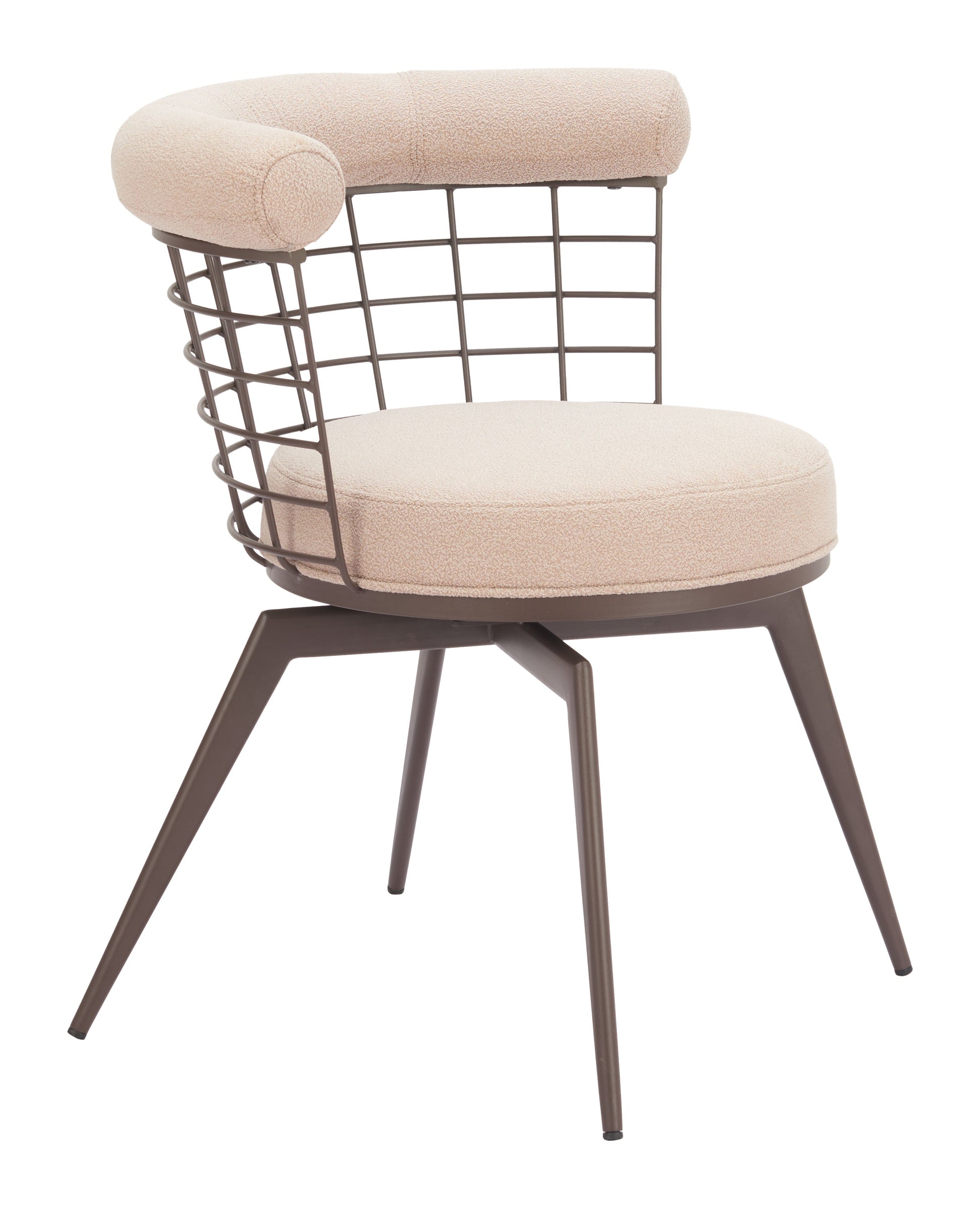 Saku Beige & Brown Swivel Dining Chair - Ornate Home