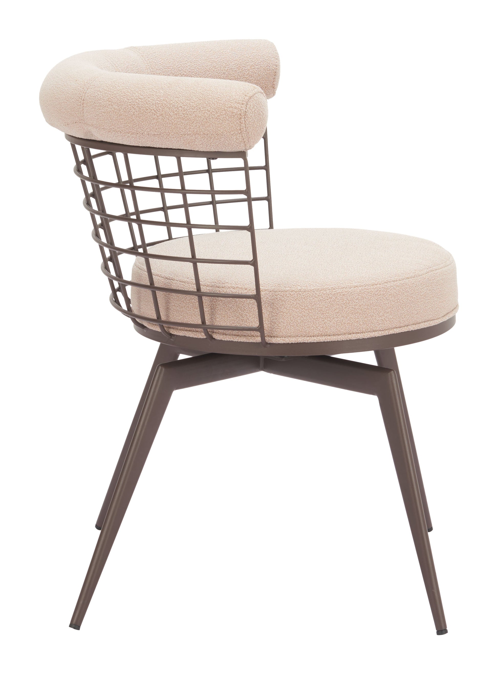 Saku Beige & Brown Swivel Dining Chair - Ornate Home