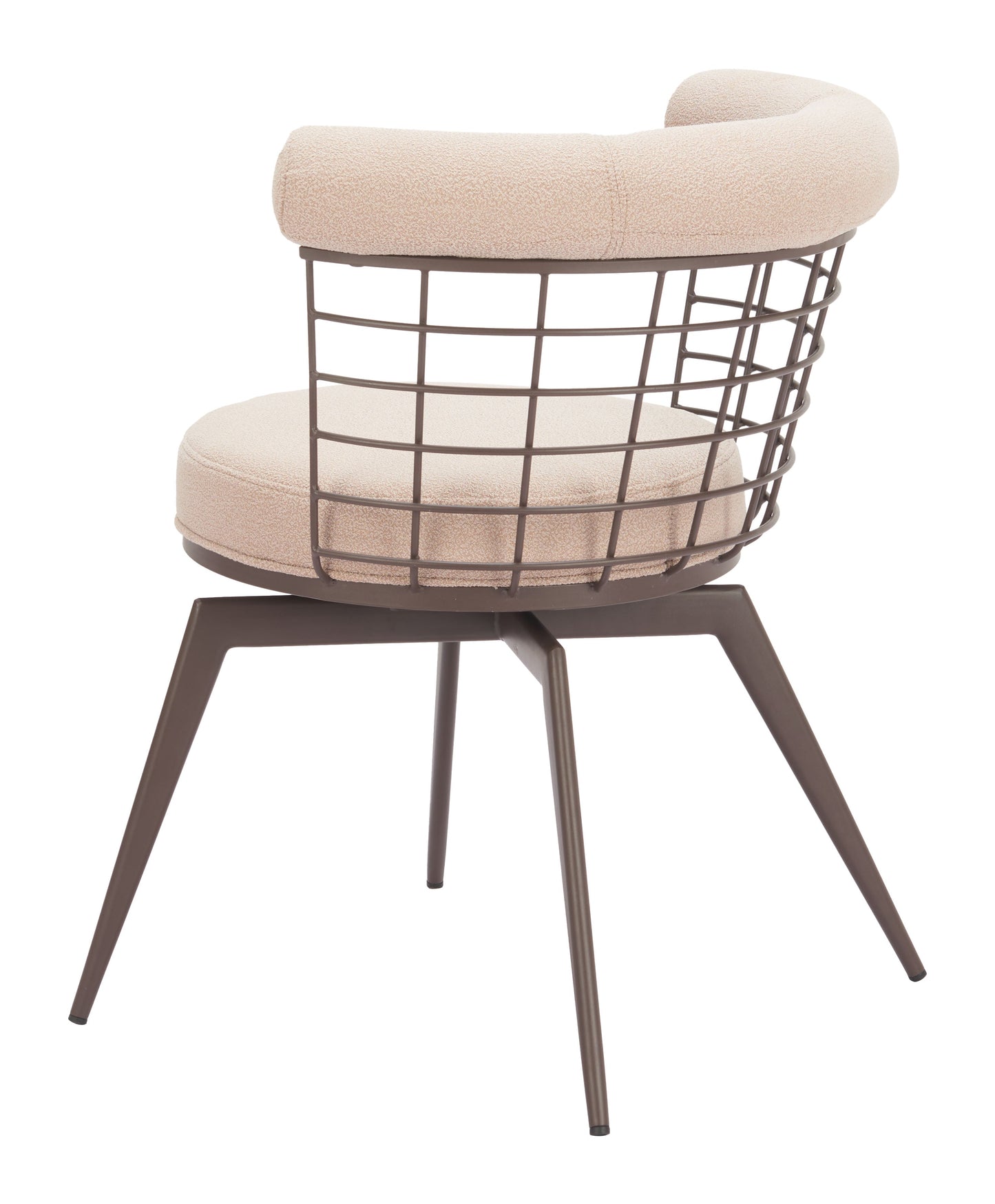 Saku Beige & Brown Swivel Dining Chair - Ornate Home