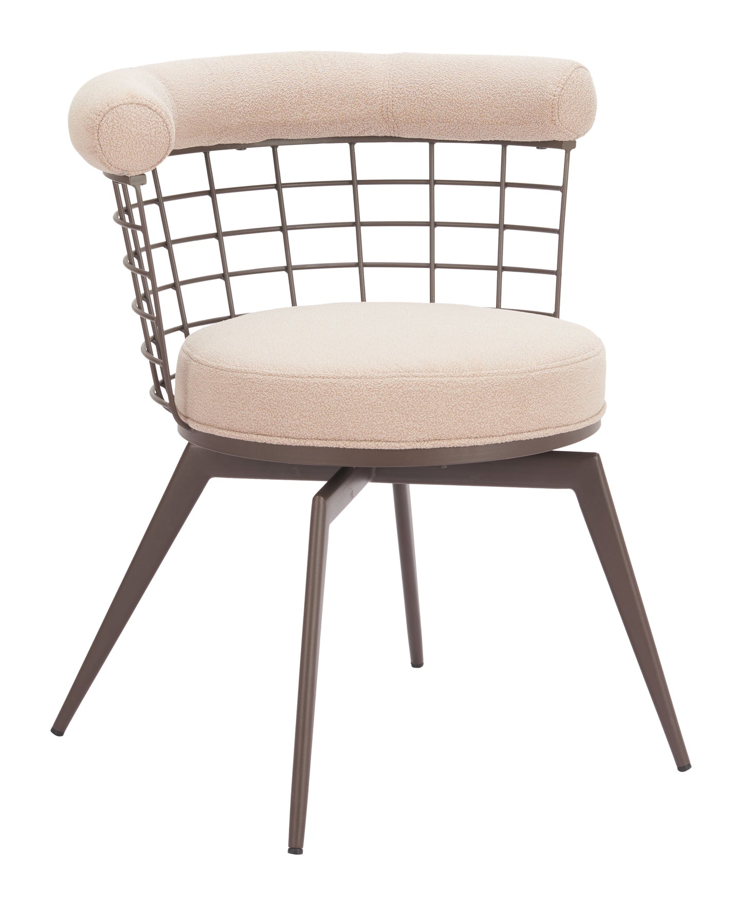 Saku Beige & Brown Swivel Dining Chair - Ornate Home