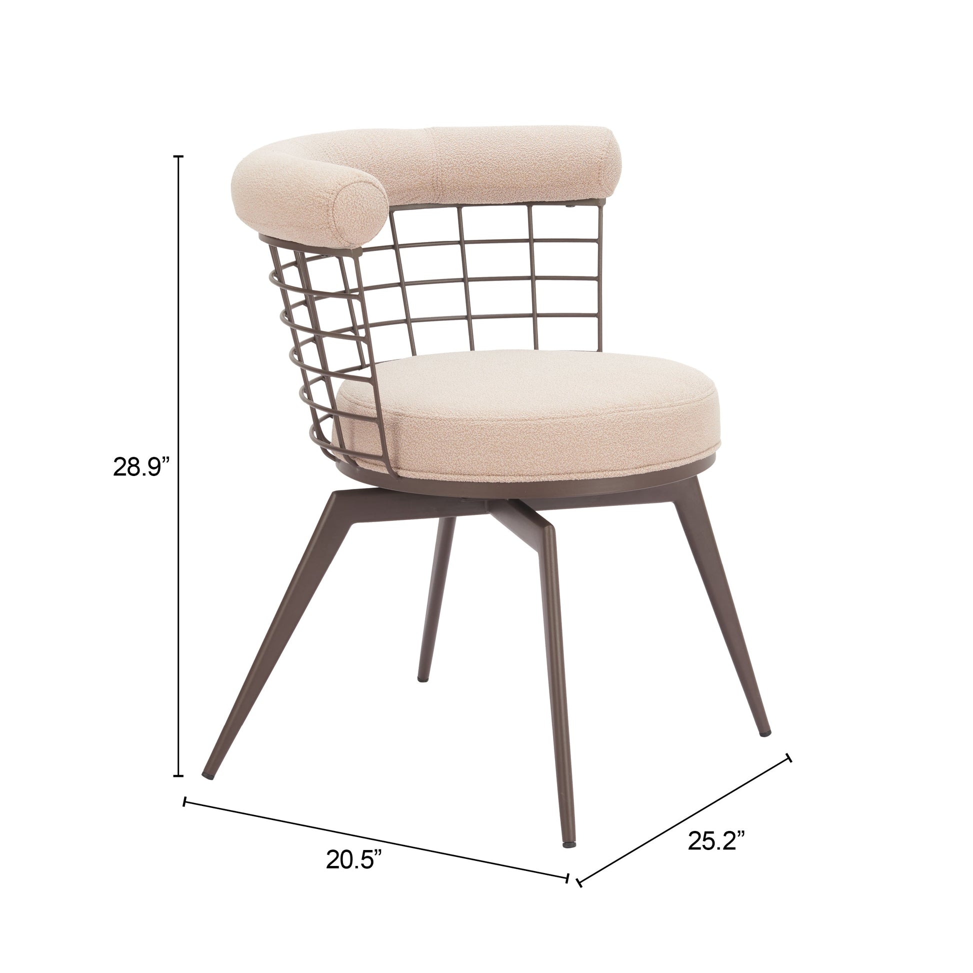 Saku Beige & Brown Swivel Dining Chair - Ornate Home