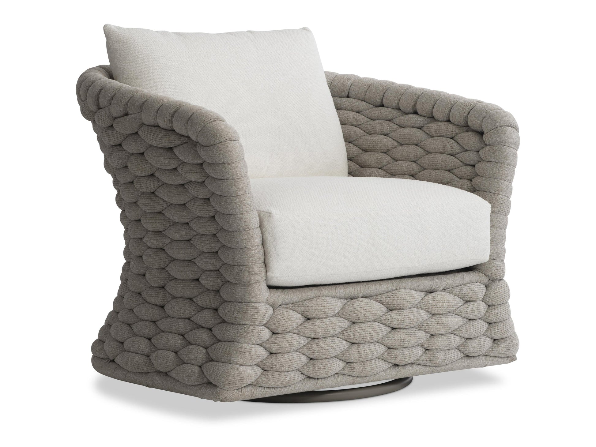 Salinas Driftwood/White/Cream Outdoor Swivel Chair - Ornate Home