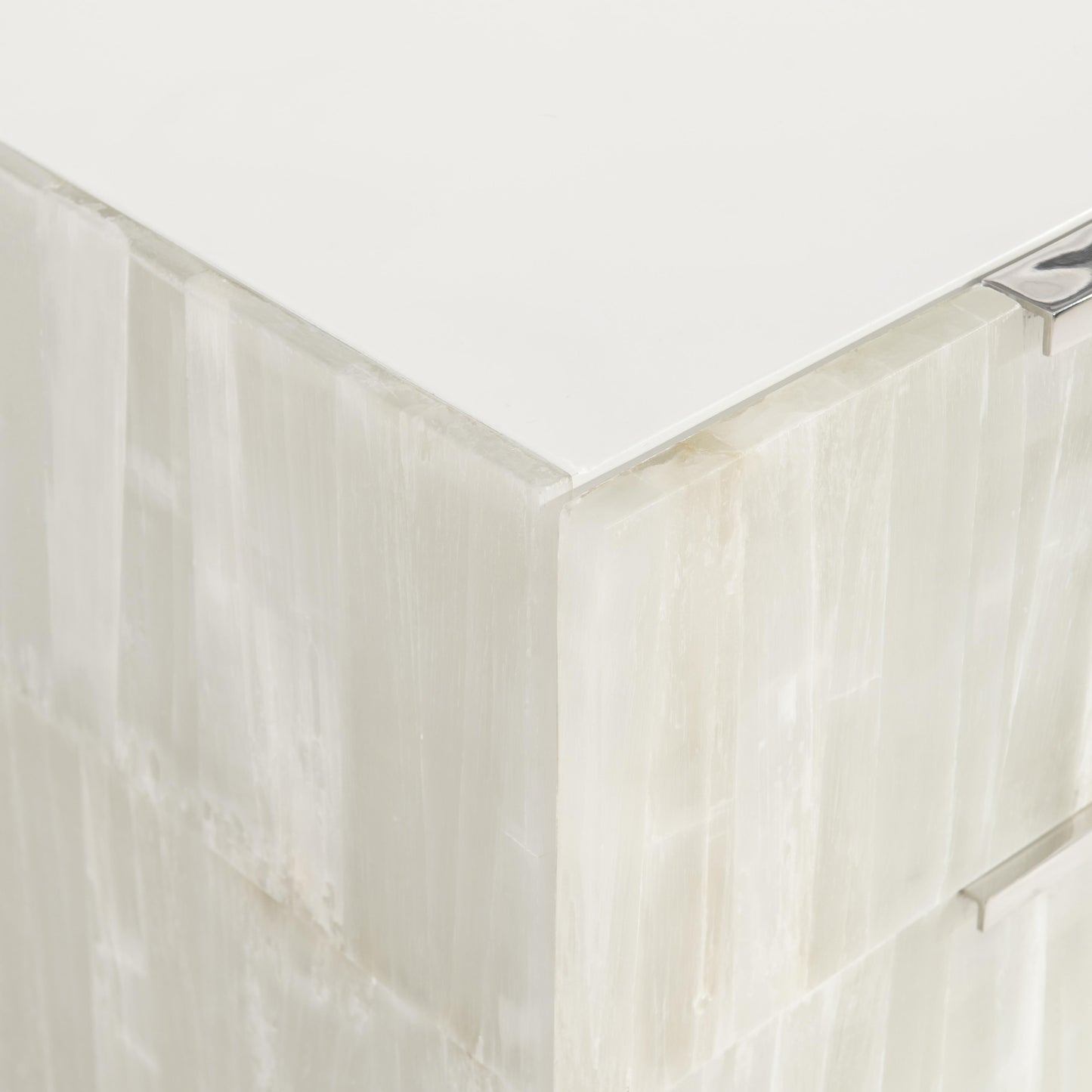 Salka White/Selenite Nightstand - Ornate Home