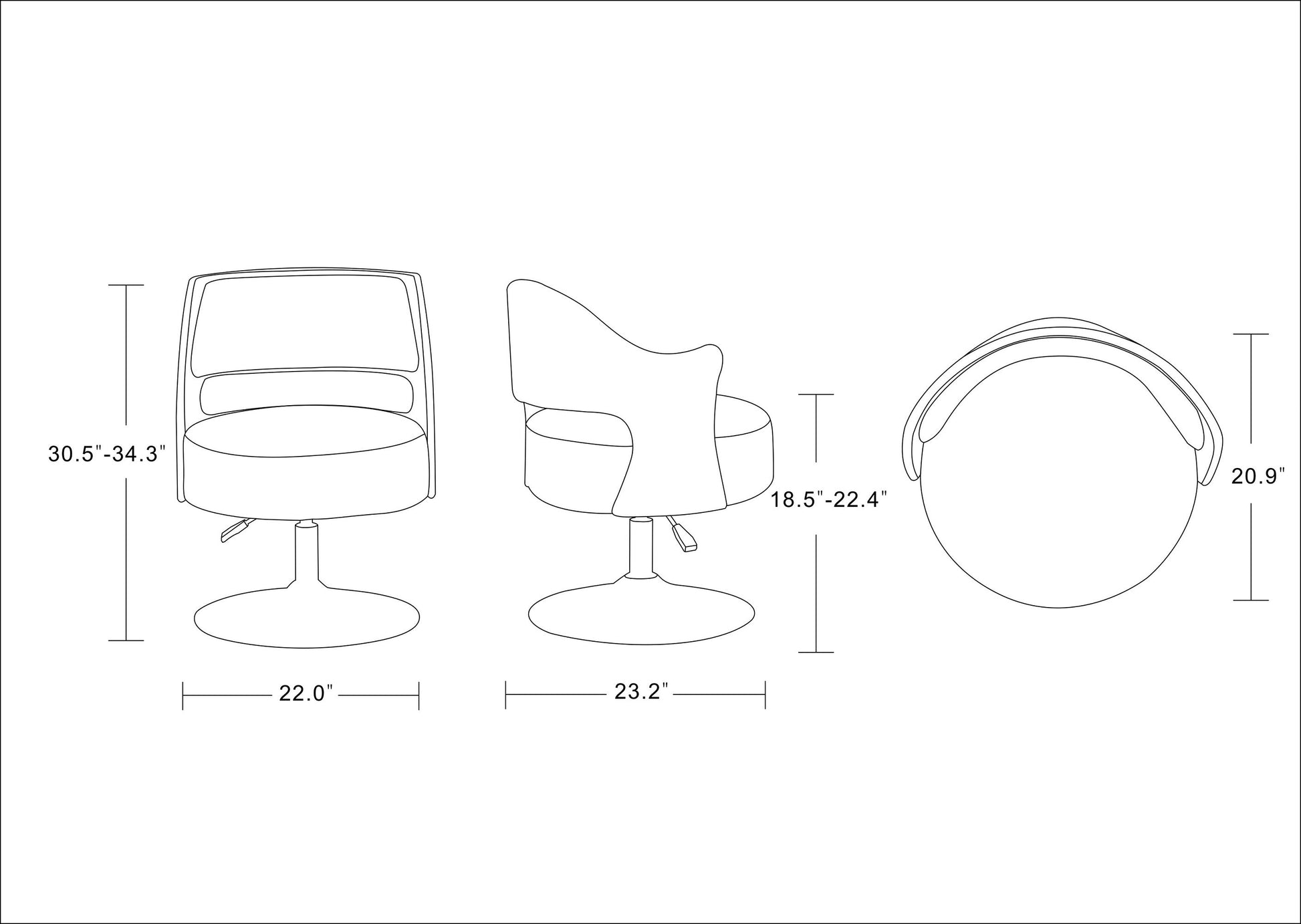 Salon Adjustable Height Swivel Accent Chair in White and Polished Chrome - Ornate Home