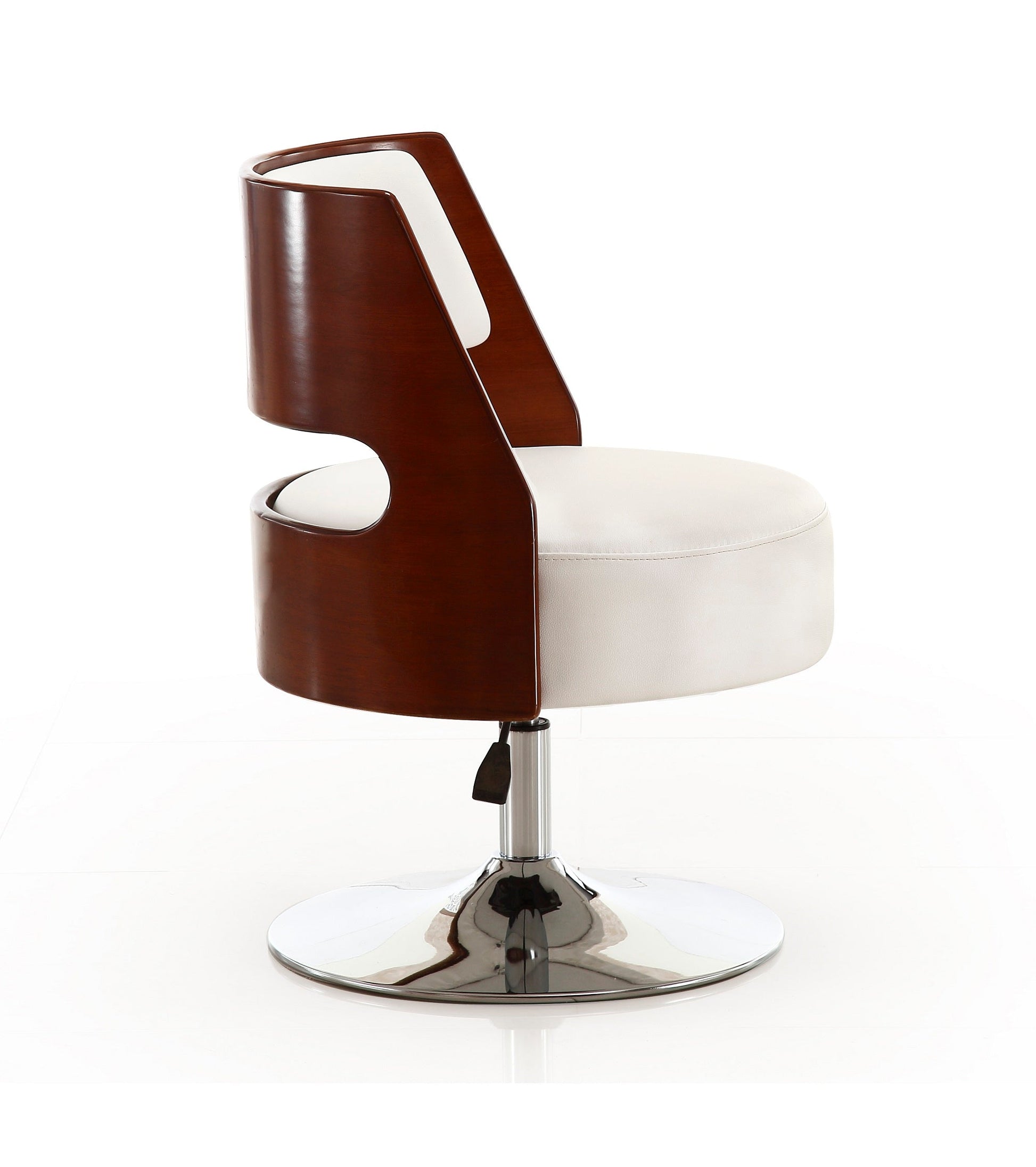Salon Adjustable Height Swivel Accent Chair in White and Polished Chrome (set of 2) - Ornate Home