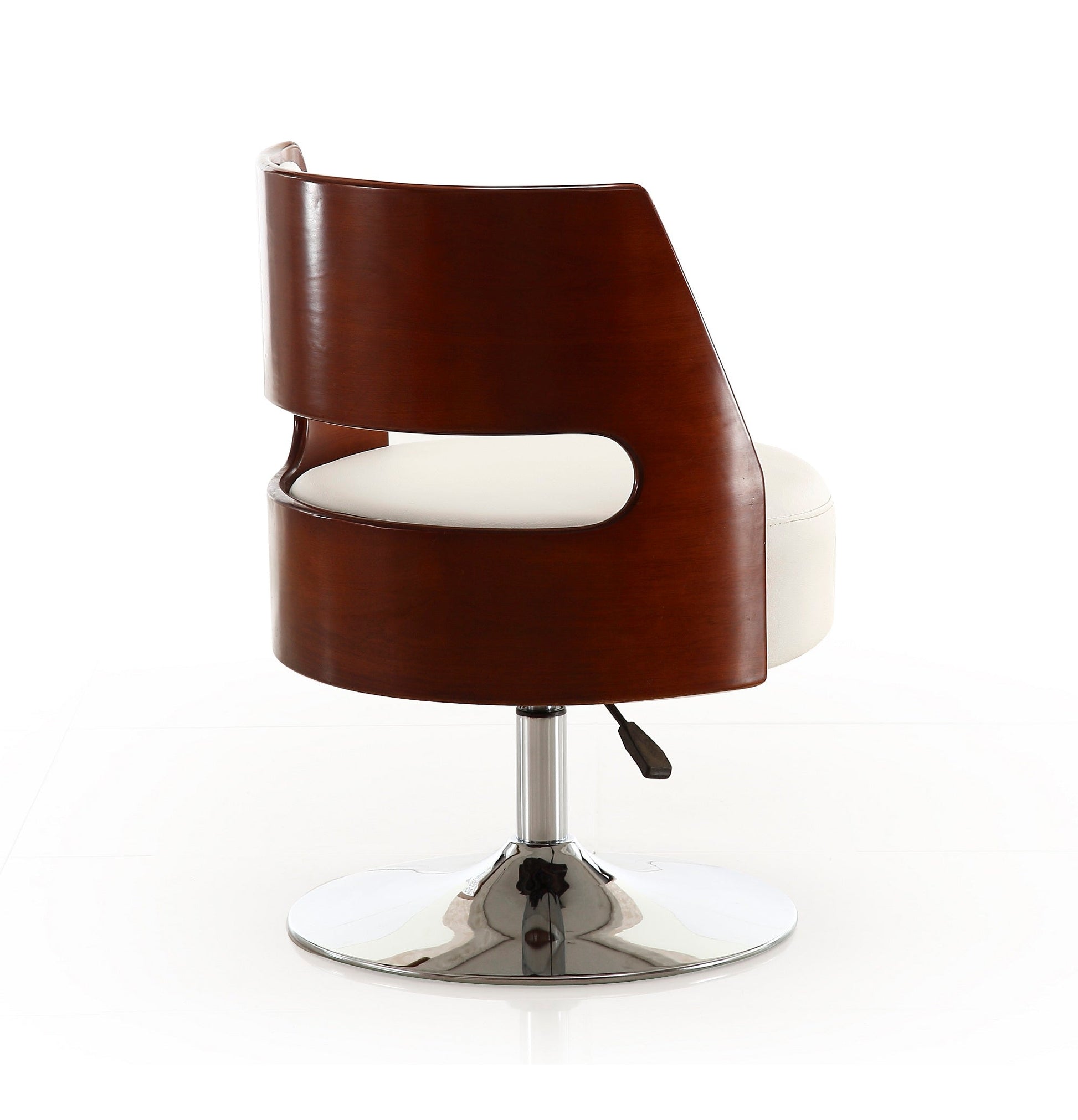 Salon Adjustable Height Swivel Accent Chair in White and Polished Chrome (set of 2) - Ornate Home