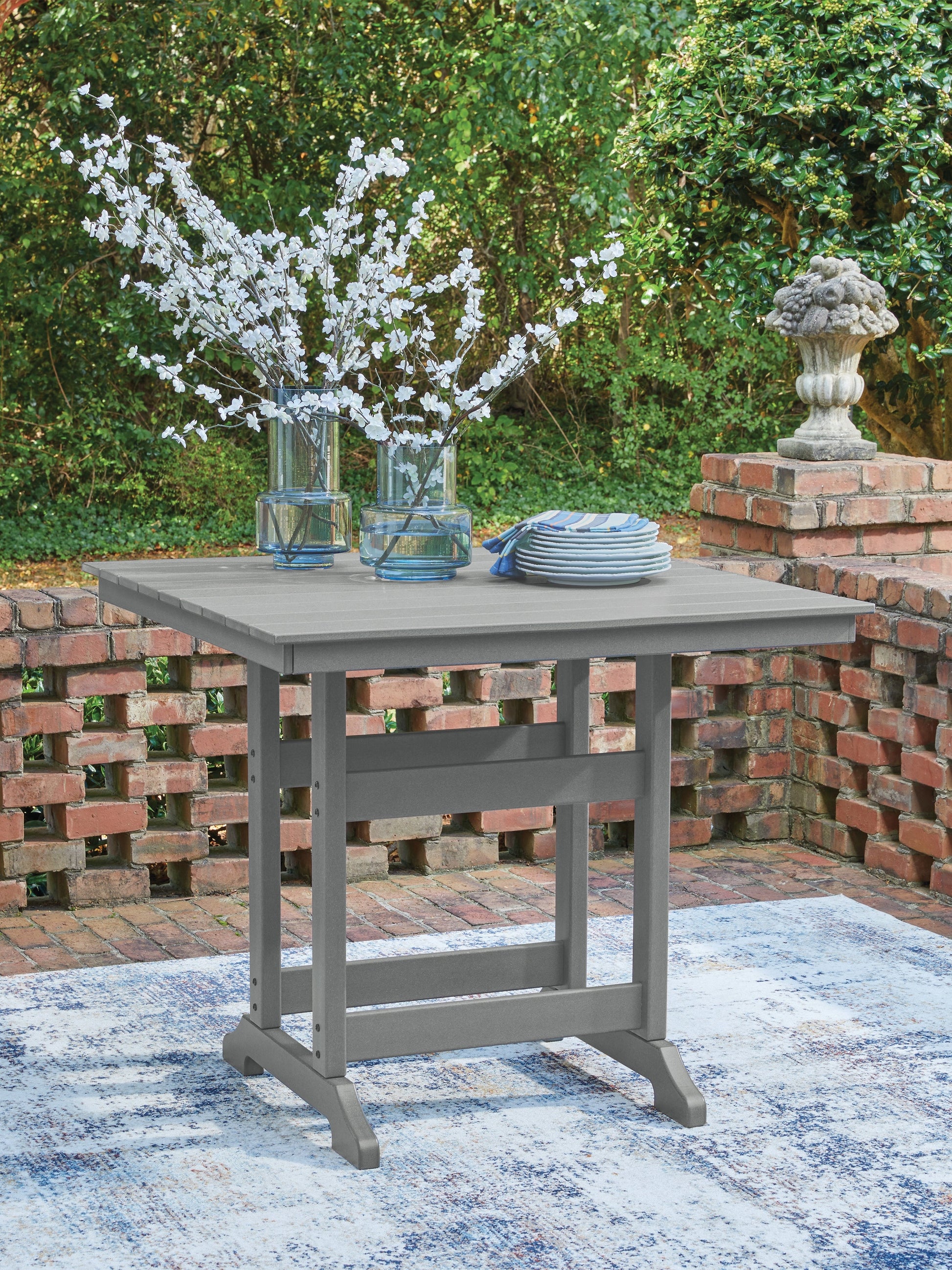 Sanctuary Beach Dark Gray Square Counter TBL w/UMB OPT- Viva Furn