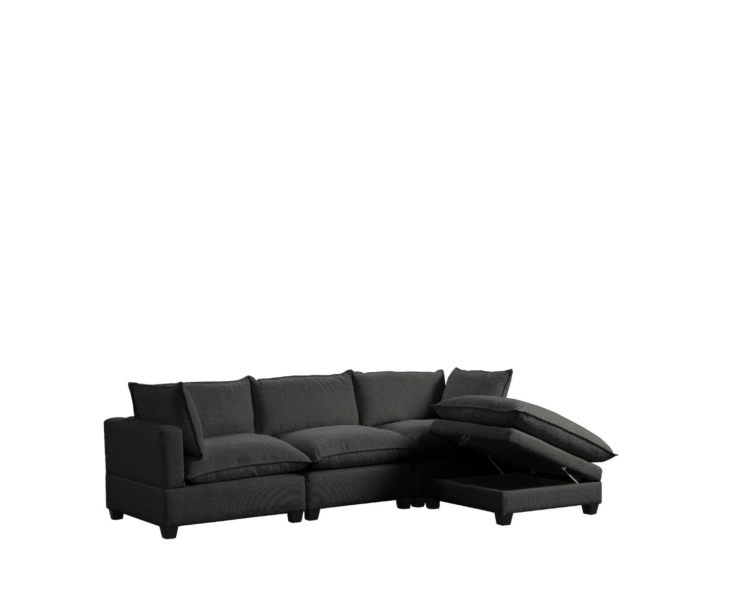 Santa Monica Black Boucle Modular Sectional / 4pc - Ornate Home