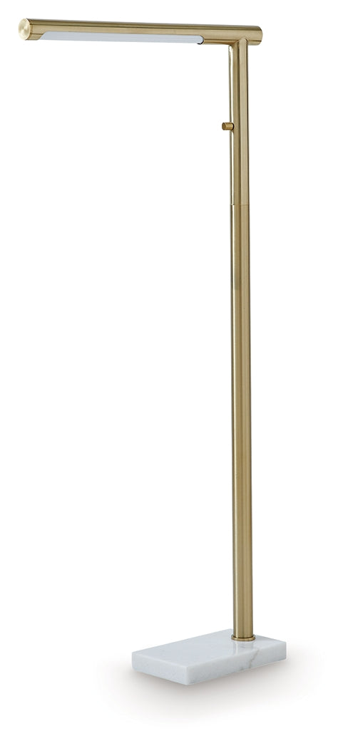 Santiford Gold/White Floor Lamp- Viva Furn