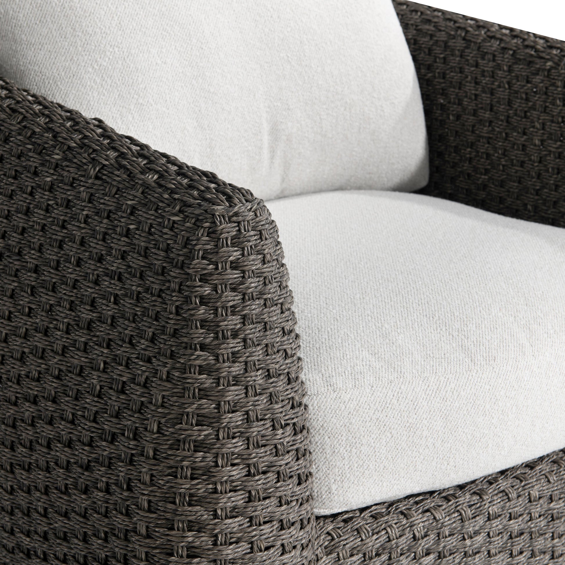 Sarene Dark Thatch/Beige/Tan Outdoor Swivel Chair - Ornate Home