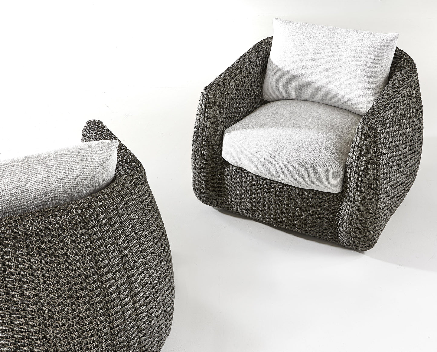 Sarene Dark Thatch/Beige/Tan Outdoor Swivel Chair - Ornate Home