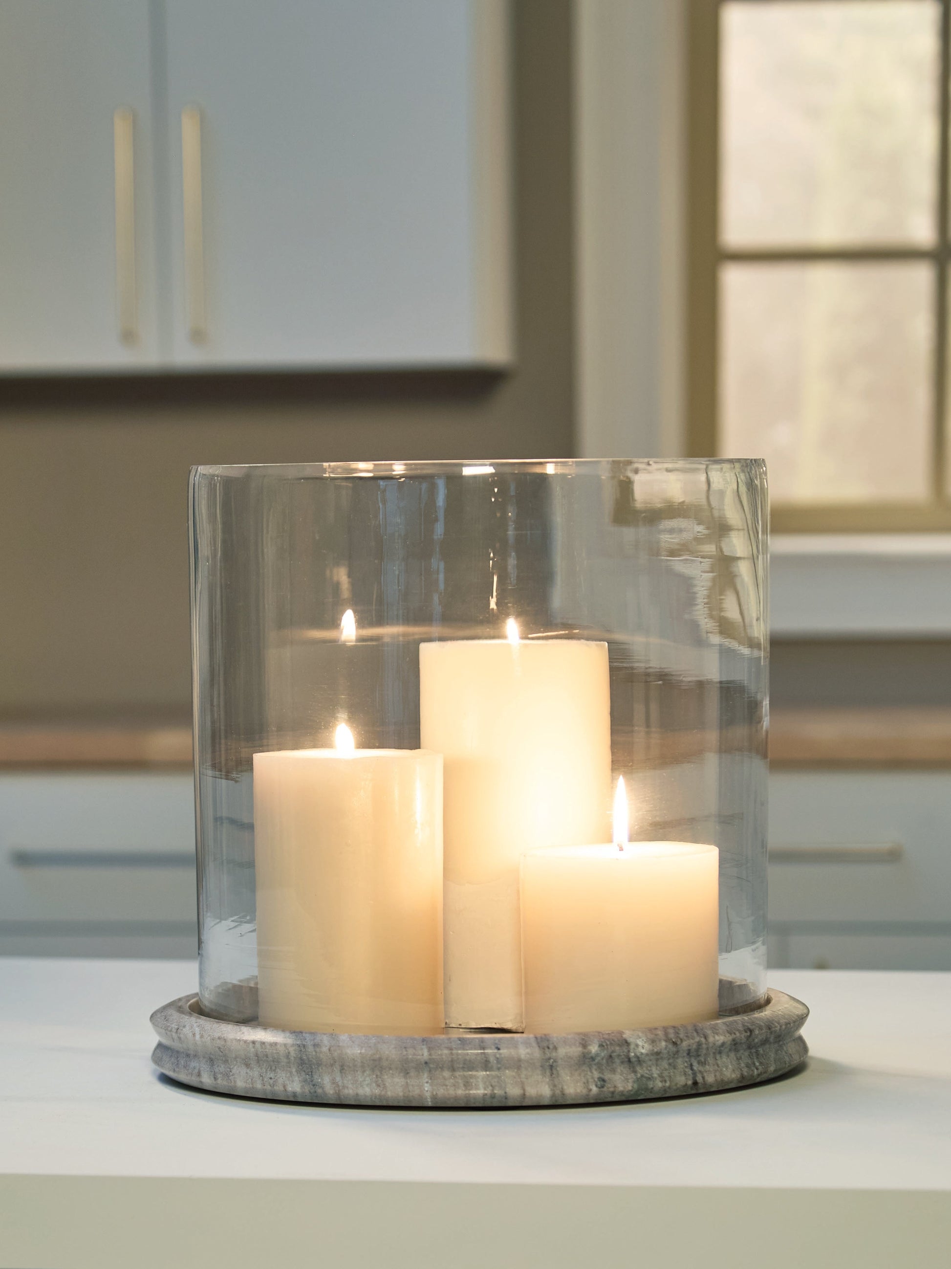 Saskia Clear/Beige Candle Holder- Viva Furn