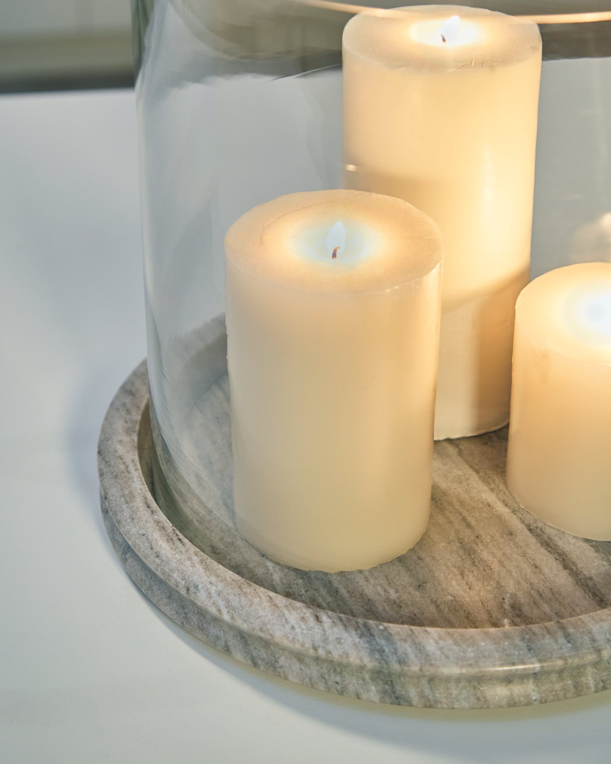 Saskia Clear/Beige Candle Holder- Viva Furn