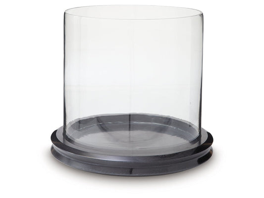 Saskia Clear/Black Candle Holder- Viva Furn