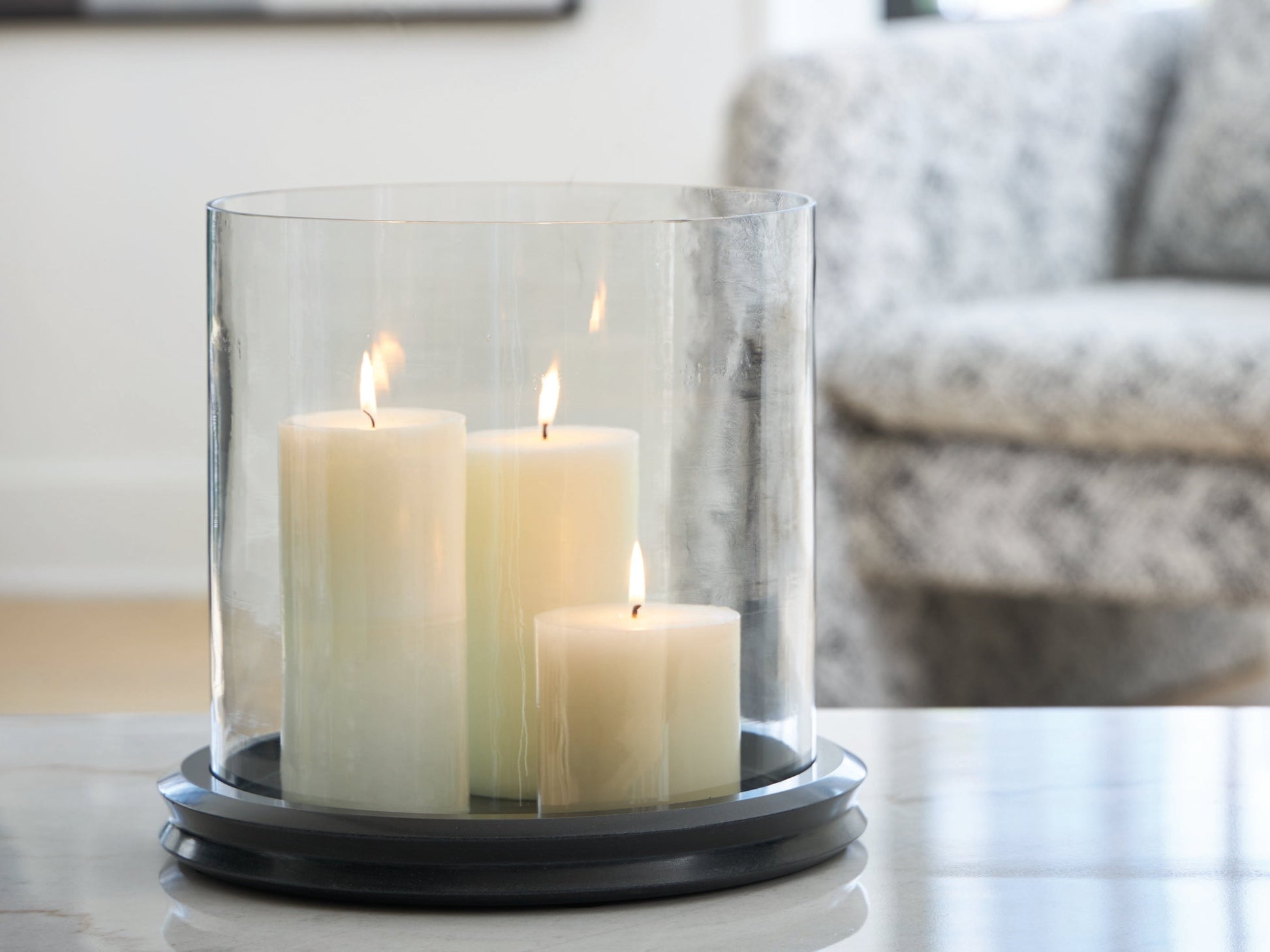 Saskia Clear/Black Candle Holder- Viva Furn