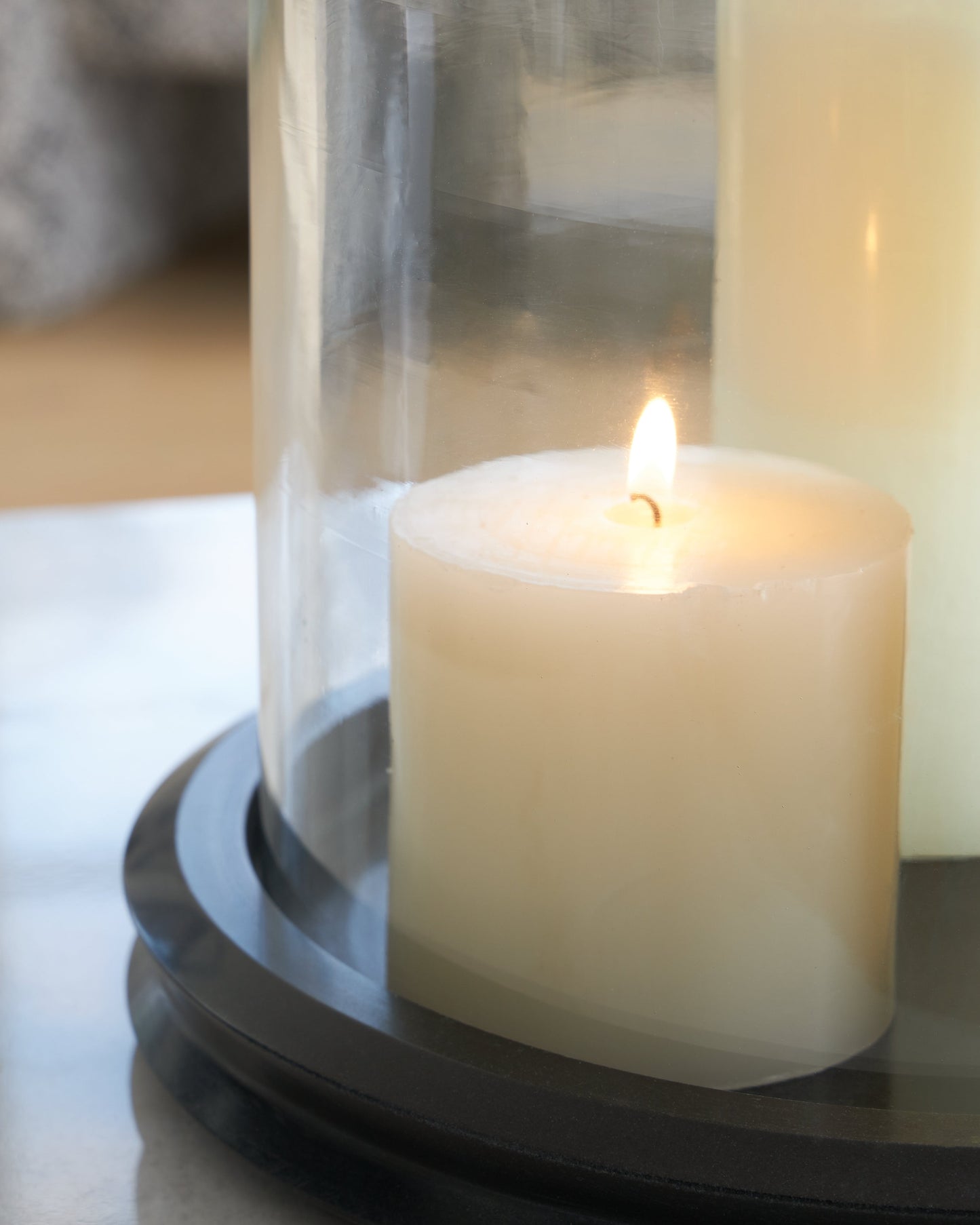 Saskia Clear/Black Candle Holder- Viva Furn