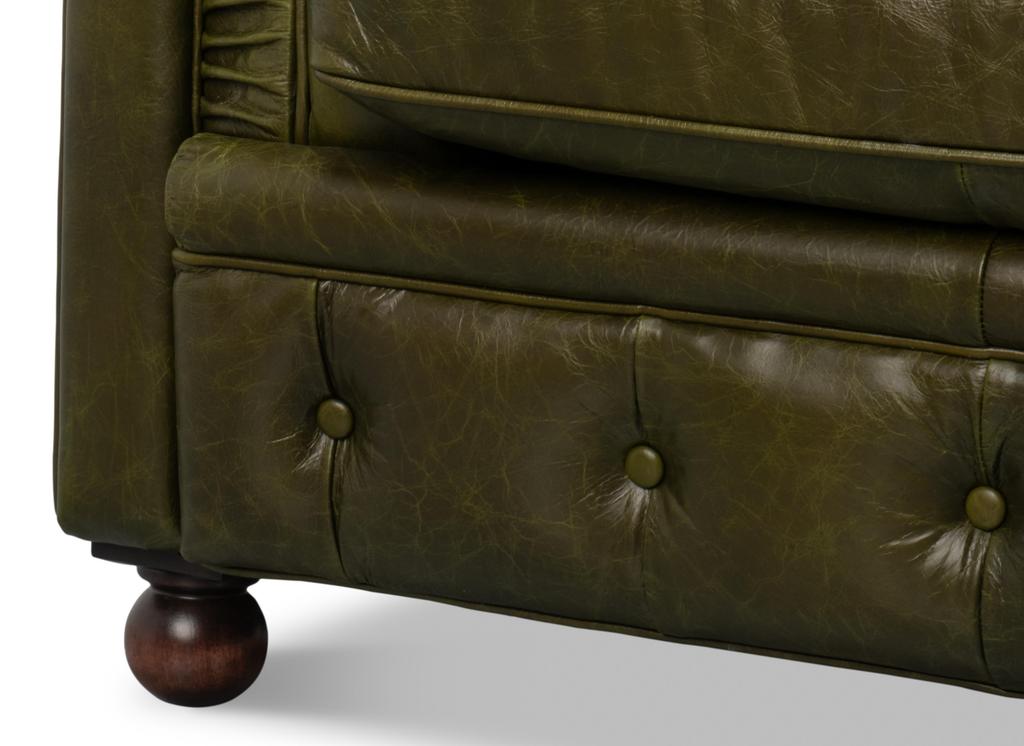 Savile Green Leather Chair - Ornate Home