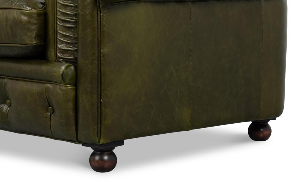 Savile Green Leather Chair - Ornate Home