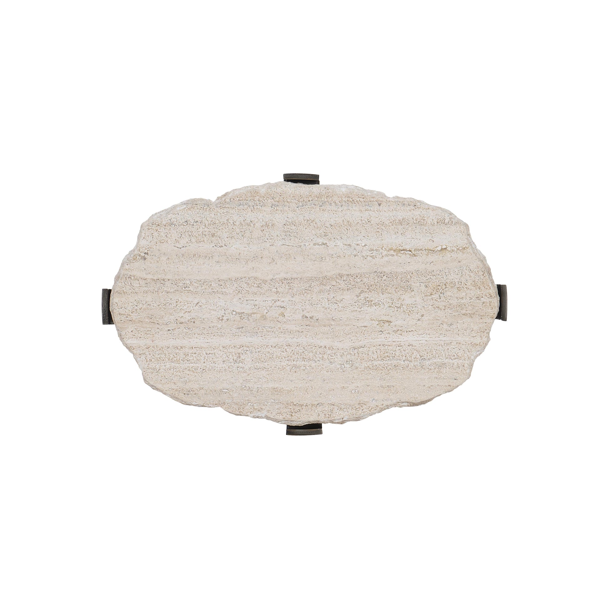 Sayers White Travertine/Oil-Rubbed Bronze Accent Table - Ornate Home